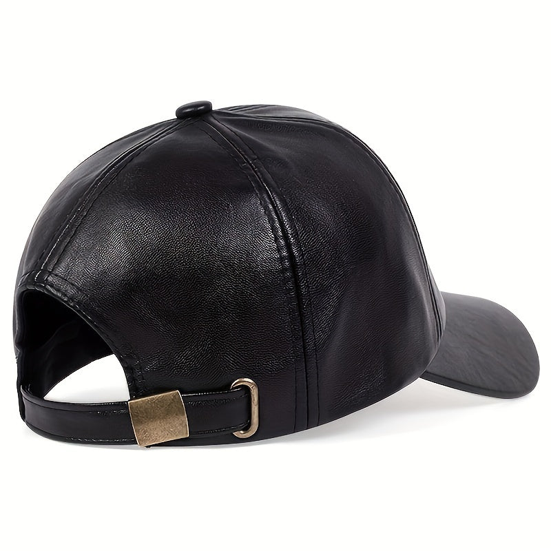 1 pz. Berretto da baseball in pelle PU da uomo regolabile traspirante cappello casual cappello da sole regalo di Natale