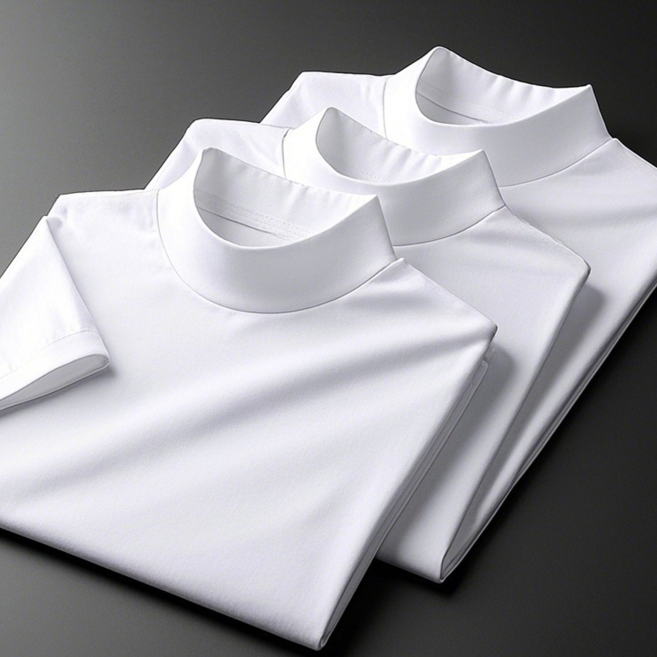 3pezzo Magliette Casual da Uomo a Manica Corta con Collo Alto - Tessuto Morbido, Leggero e Traspirante per la Primavera e l'Estate, Abbigliamento Casual|Stile Casual|Tessuto Elasticizzato