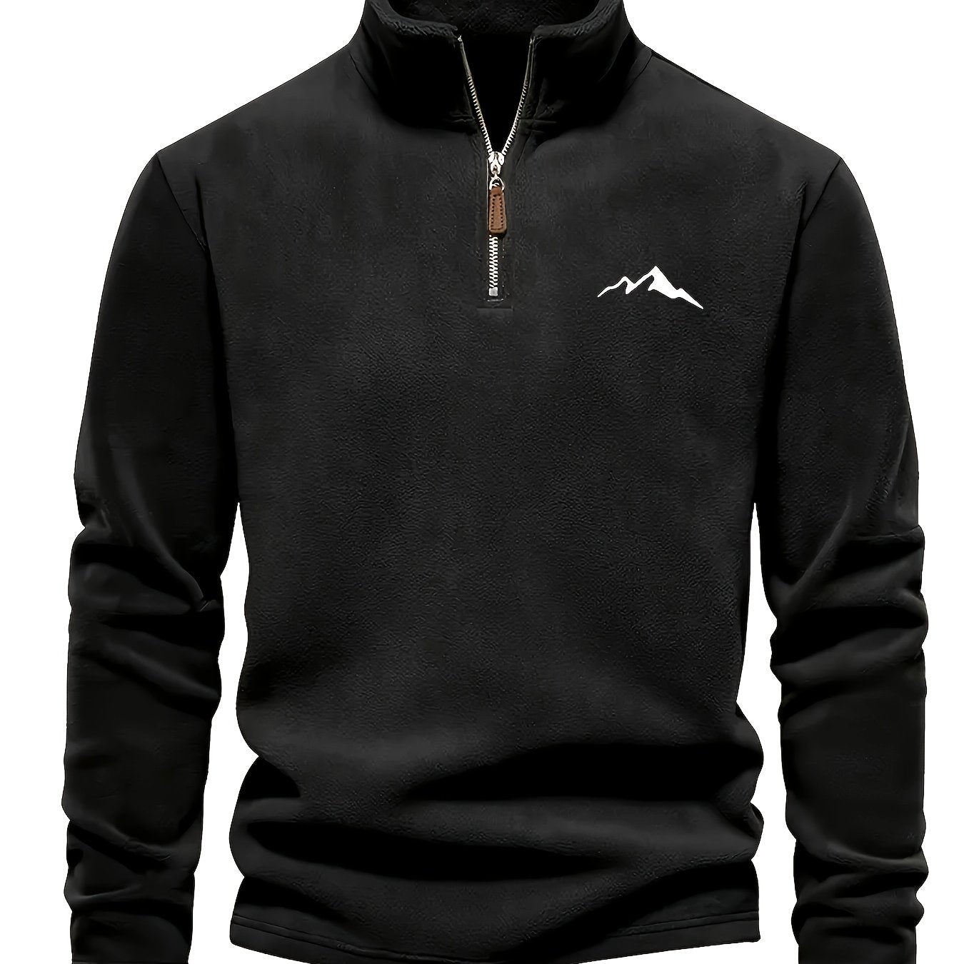 Pullover da uomo alla moda, piccolo, con ricamo montano, autunno/inverno, nuovo modello elegante con colletto alla coreana, maniche lunghe, tessuto a maglia e spessa fodera in pile.