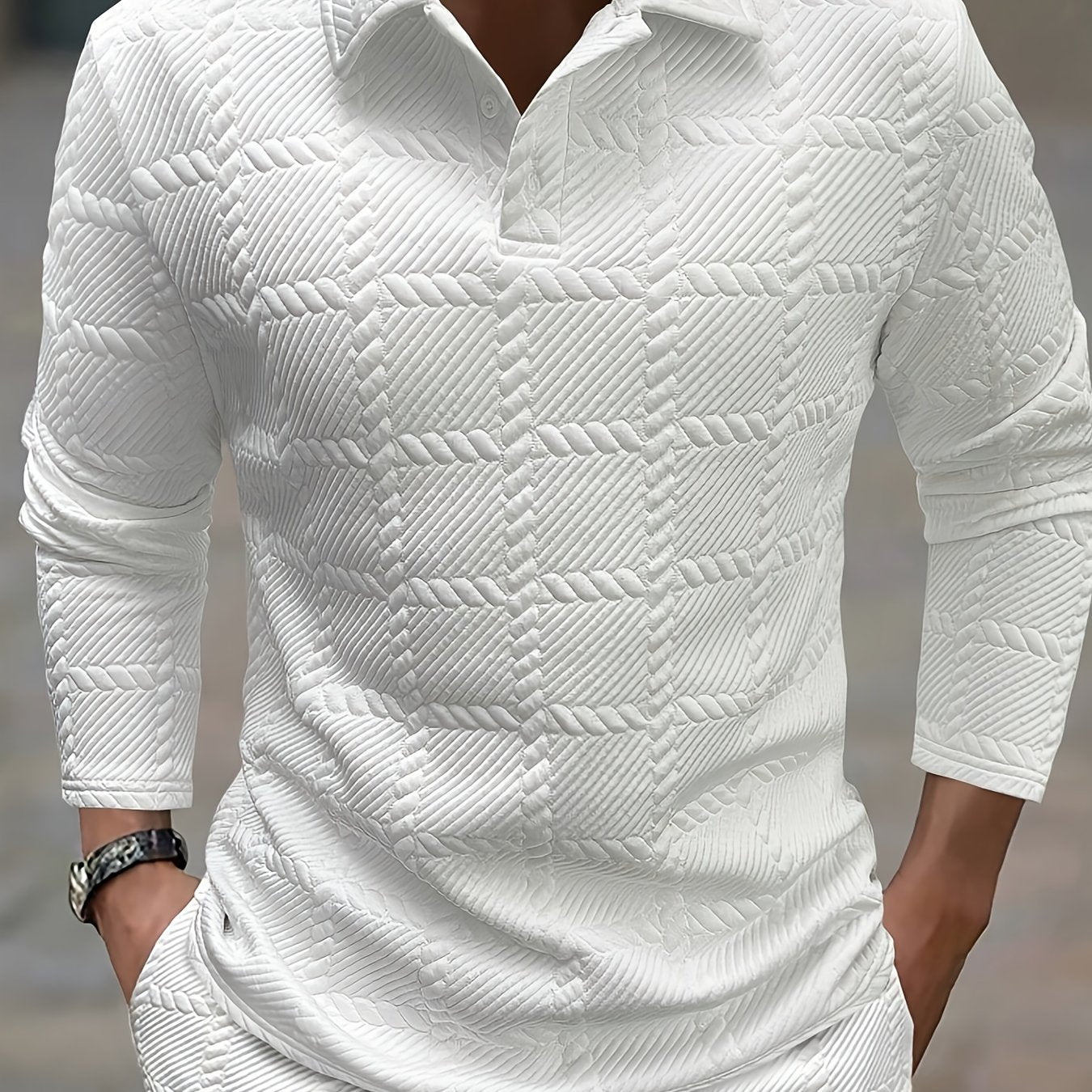Nuove magliette polo da uomo per la primavera e l'autunno, eleganti e casual magliette jacquard in maglia per uomo.