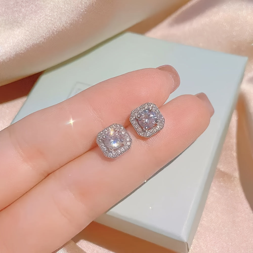 3pezzo Set di gioielli in argento placcato 925 con moissanite elegante per donne - Stile minimalista lussuoso con anello aperto, orecchini a clip, collana, perfetto per l'uso quotidiano e come regalo