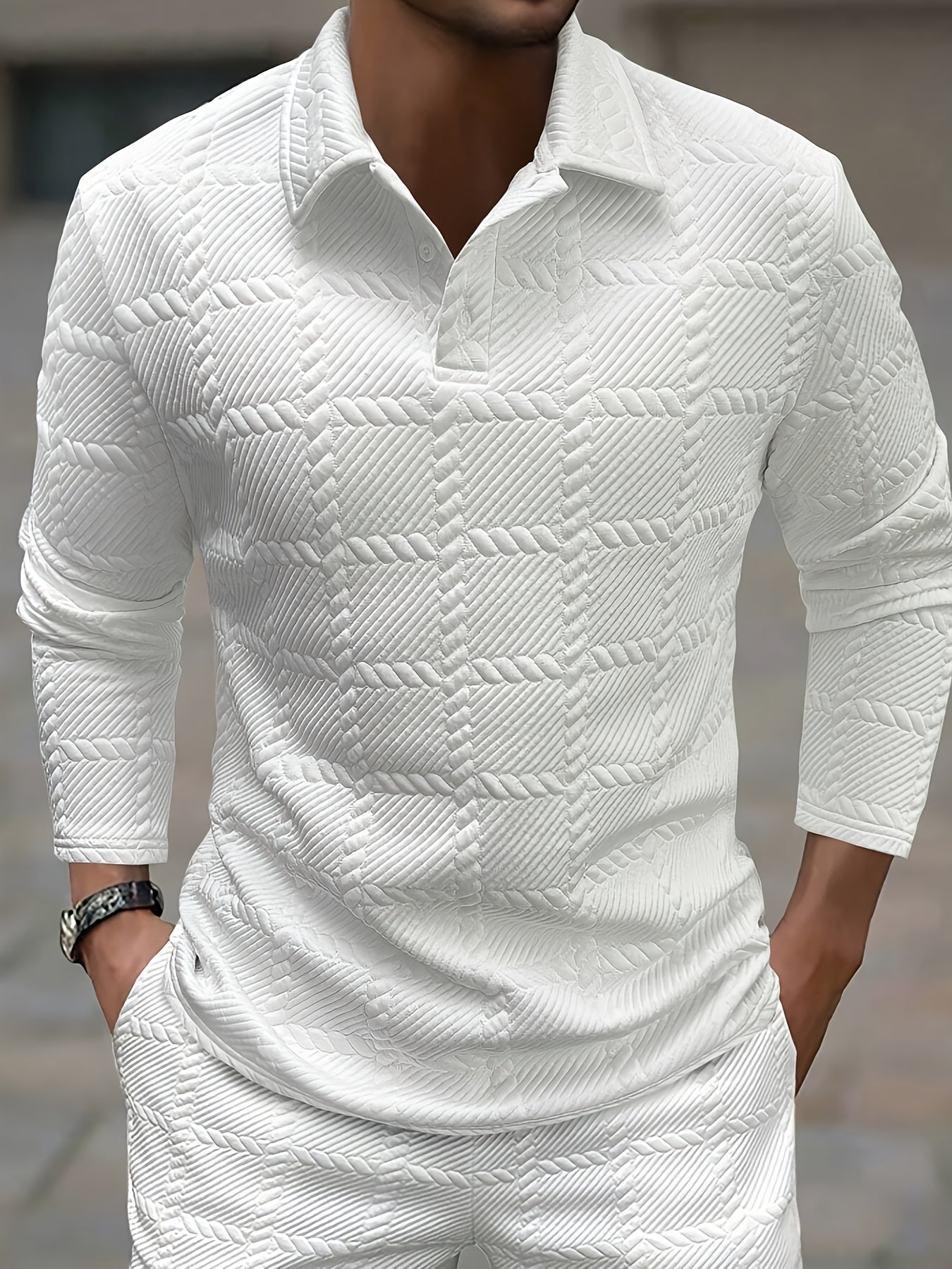 Nuove magliette polo da uomo per la primavera e l'autunno, eleganti e casual magliette jacquard in maglia per uomo.
