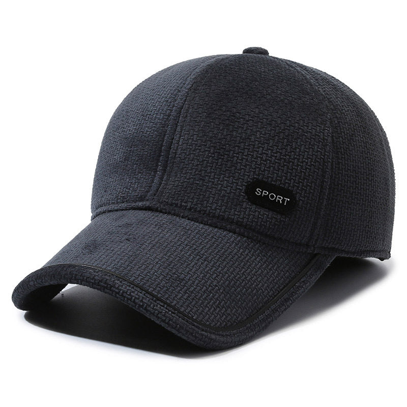 1pz Cappello da baseball caldo invernale unisex, a prova di vento e freddo, imbottito in pile di poliestere, stile sportivo con falde per le orecchie, traspirante, tessuto spesso di colore solido, lavaggio a mano/ristretto solo - Nero