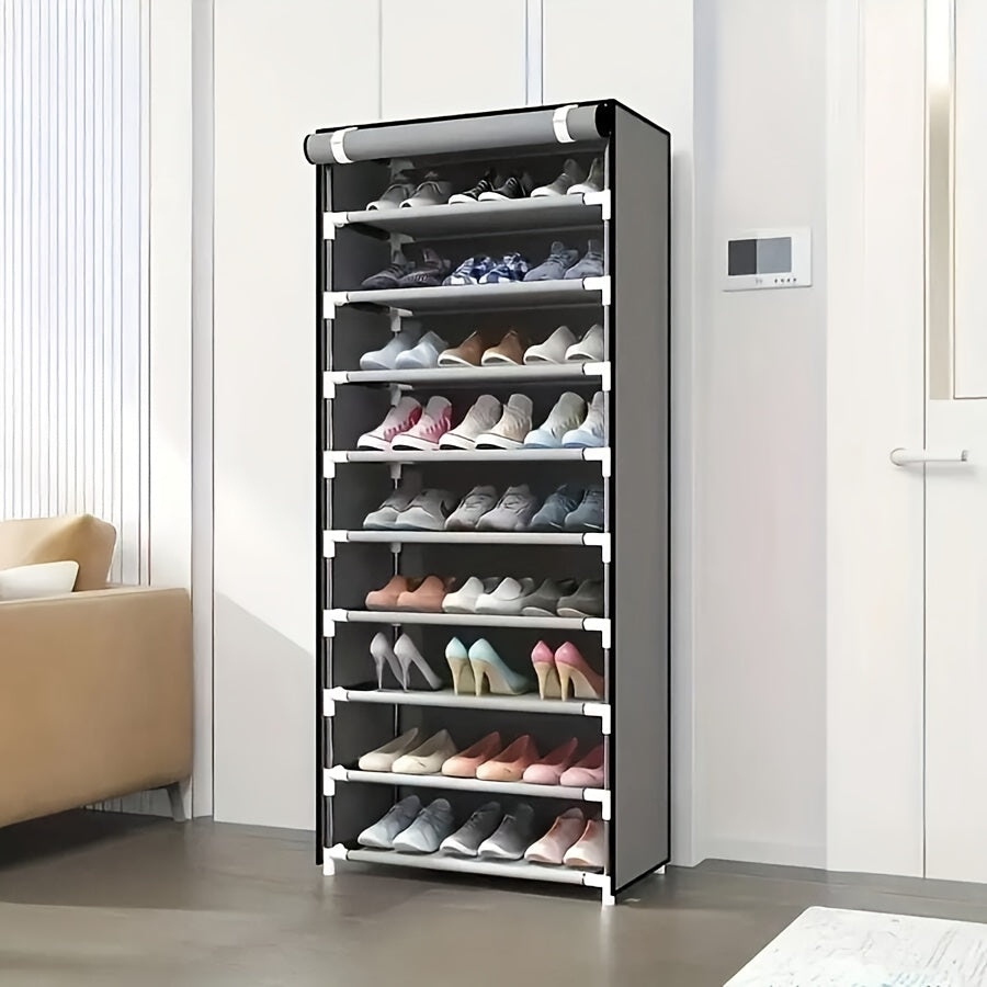 Organizzatore multifunzionale per scarpe a 6/8/10 strati con copertura antipolvere - facile da montare, portatile, adatto per 27-35 paia di scarpe sportive, tacchi e stivali - ideale per uso domestico