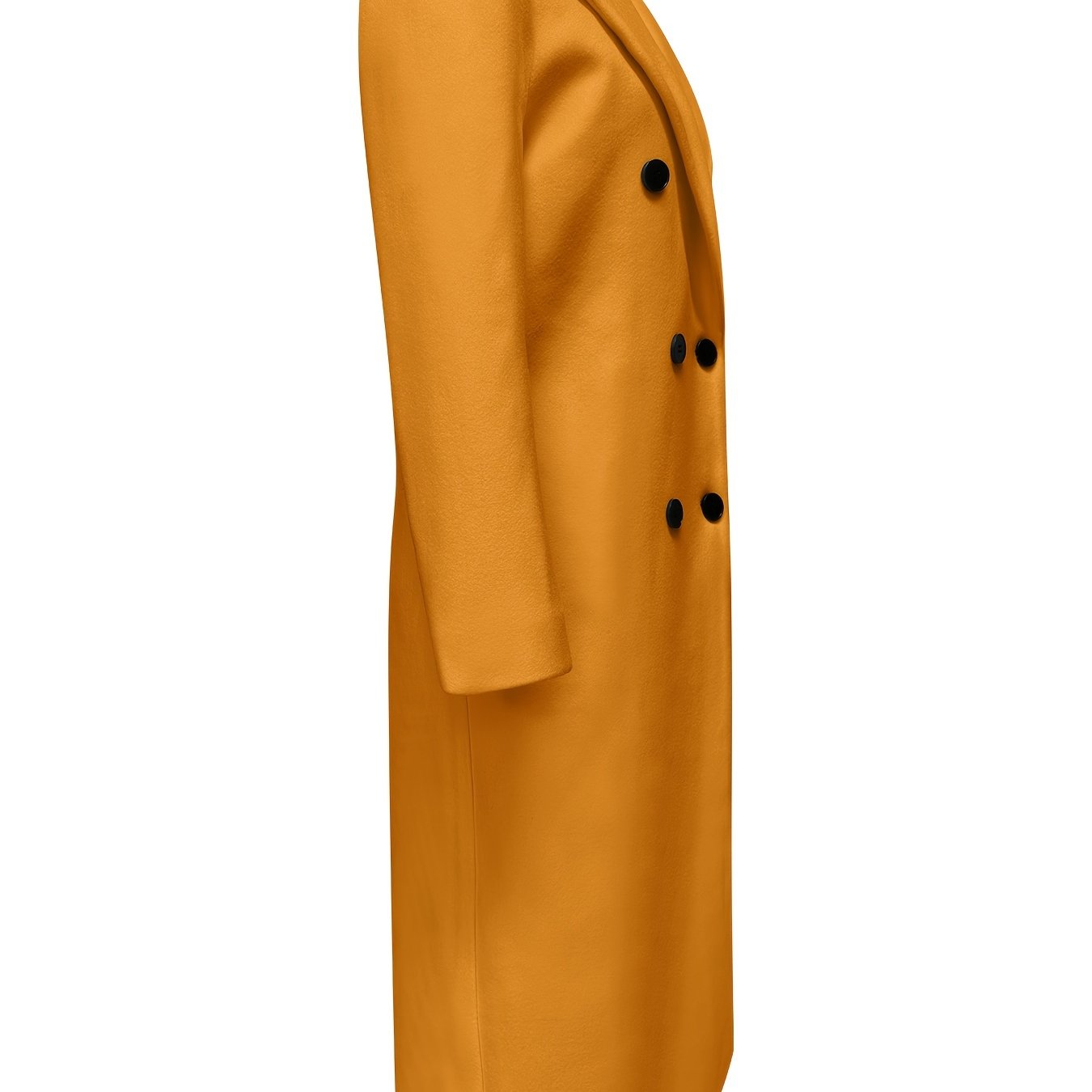 Double Breasted Lapel Overcoat, Elegant Long Sleeve Outwear For Fall & Winter, Women's Clothing