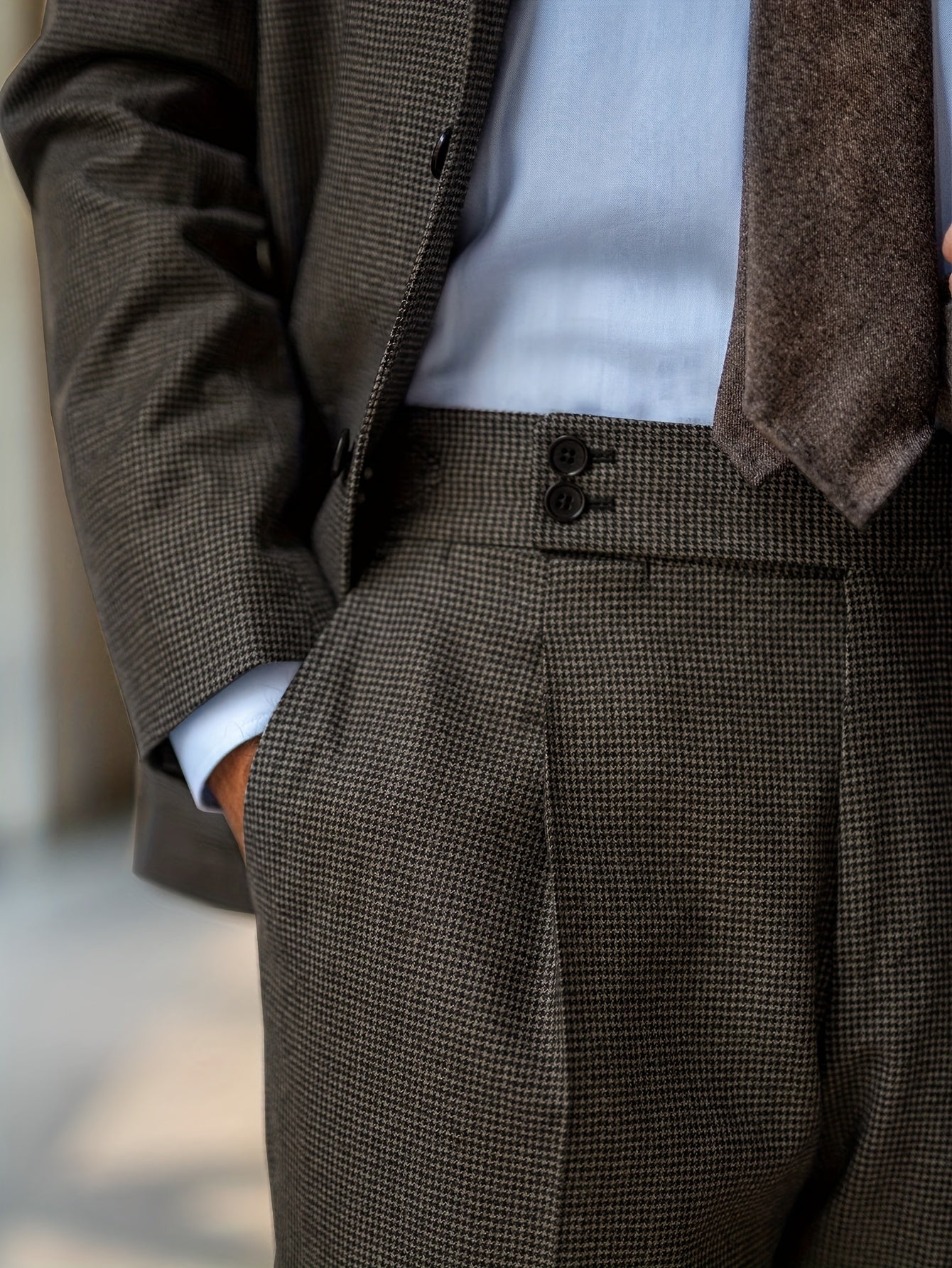 2025 Pantaloni da uomo a vita alta per autunno e inverno - Pantaloni formali da lavoro con chiusura a bottone, eleganti per ufficio e occasioni formali, tessuto non elasticizzato per un aderimento strutturato - Eventi formali, matrimoni, riunioni - Pantal