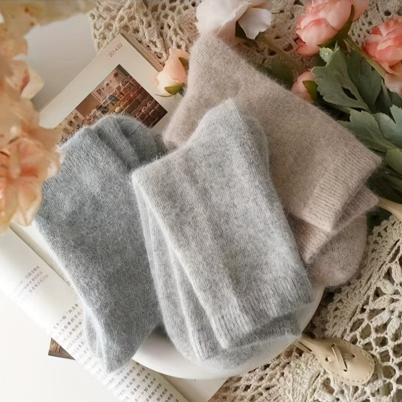 3 Paia di Calzini Autunnali e Invernali da Donna, Calze a Mezza Gamba da Donna, Spesse e Calde in Autunno e Inverno, Calze Tinta Unita e Design Versatile per il Pendolarismo! Calzini Antifreddo e Morbidi per Autunno e Inverno!, Calze Lunghe da Donna