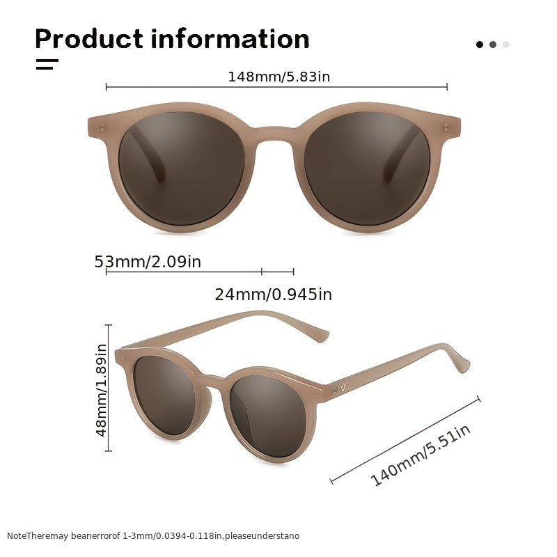 Occhiali da Sole con Montatura Rotonda per Donne - Stile 2025 Nuovo Design Bianco, Set Decorativo Retro con Custodia e Panno