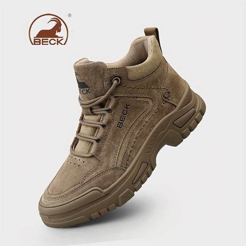 Stivaletti Beck Donna in Vera Pelle - Stivaletti con Punta Tonda e Suola Spessa, Chiusura con Lacci, Pelle di Maiale Beige e Suola in Gomma, Casual per Tutte le Stagioni (Lavabile a Mano) per Abbigliamento Casual e Outdoor (Senza Imbottitura Eccessiva)