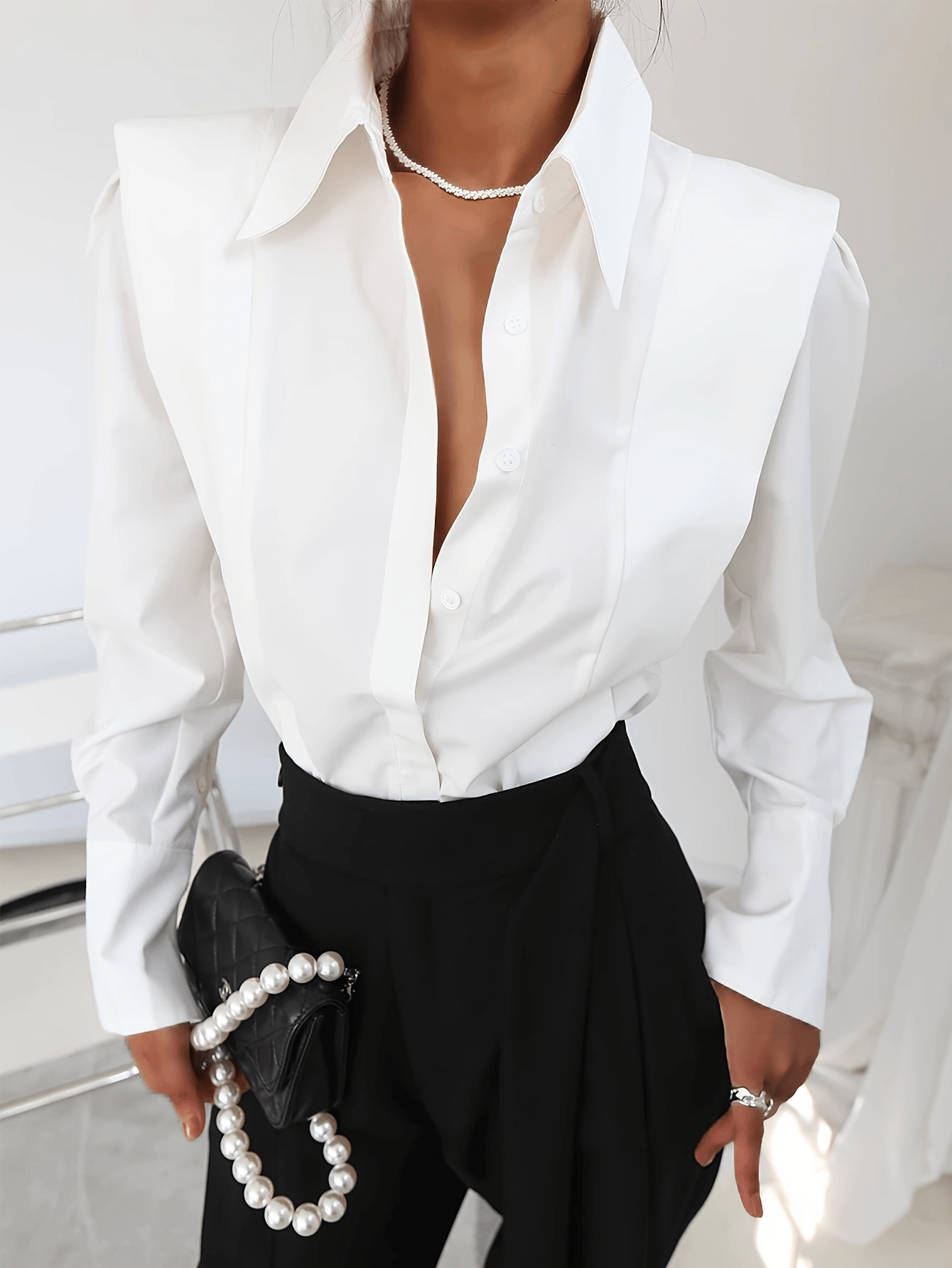 Women'S Light Blue Long Sleeve Button-Up Shirt - Casual Lapel Collar, Solid Color, Elegant Polyester Blouse for All Seasons, Perfect for Casual Attire, Ladies Blouses