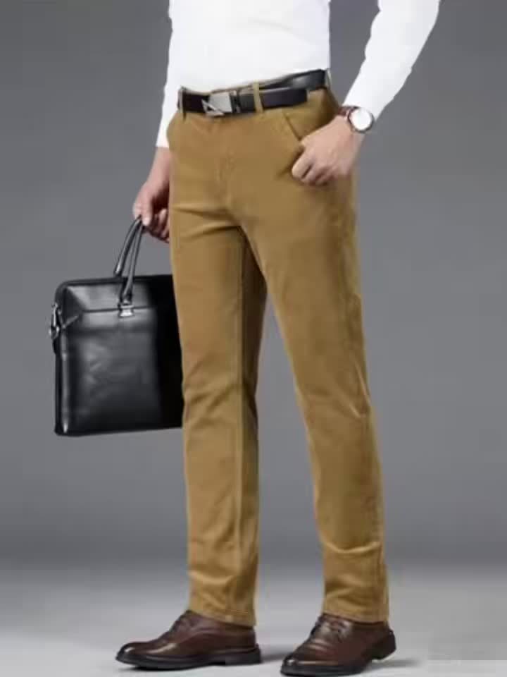 Uomo Pantaloni Slim-Fit a Gamba Dritta - Tuta Ufficio e Casual per Tutte le Stagioni, Lavabili in Lavatrice - Marrone Elegante, Design Versatile, Finitura di Alta Qualità, Abbigliamento Business