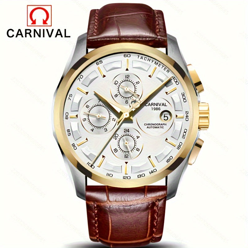 Multifunctional Automatic Men'S Mechanical Watch, Fashion Sports Calendar 30m Waterproof Watch, Without Battery