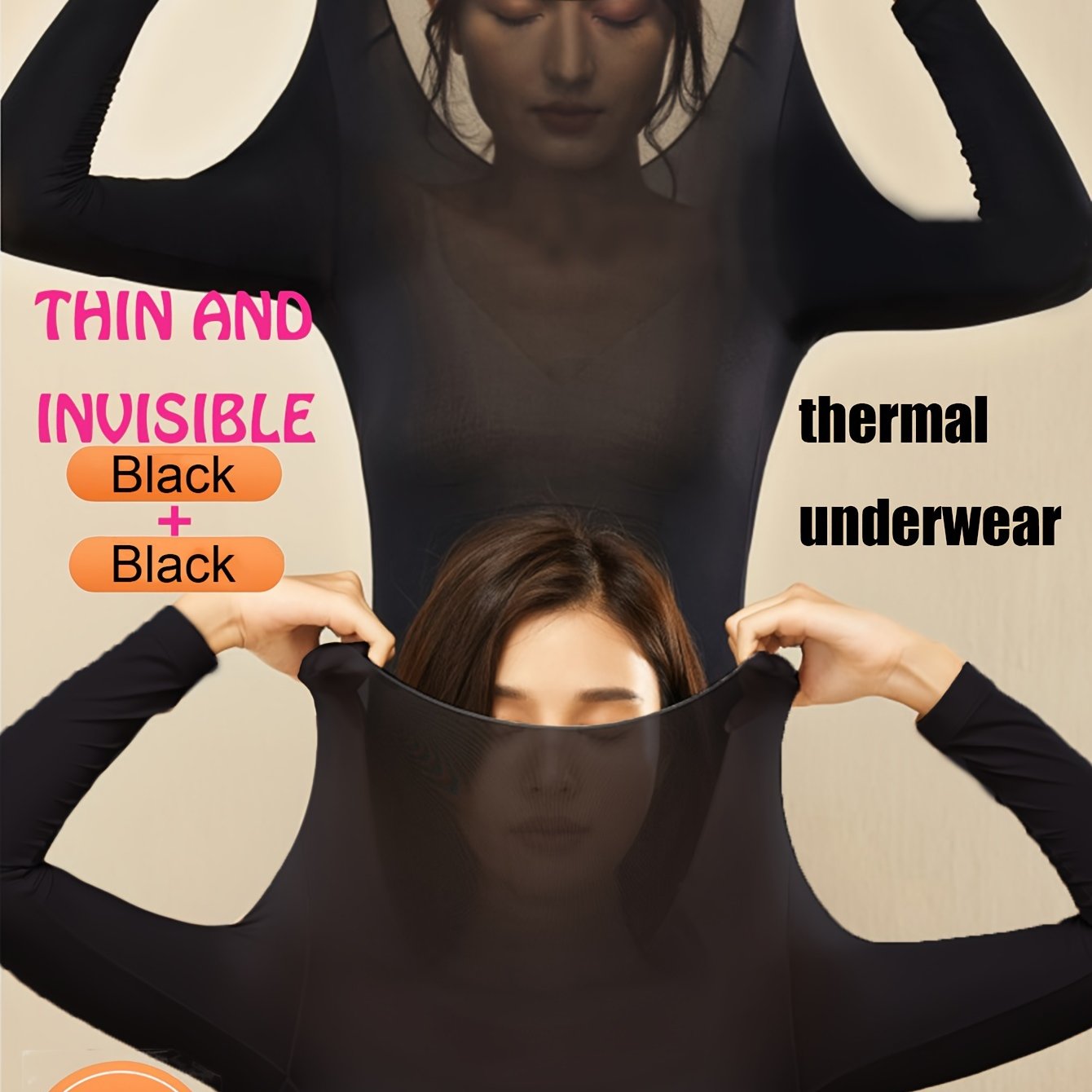 2pcs Sottovesti Caldi Ultra Sottili, Top Slim Fit a Manica Lunga Morbido e Confortevole ad Alta Elasticità, Intimo e Biancheria da Notte da Donna
