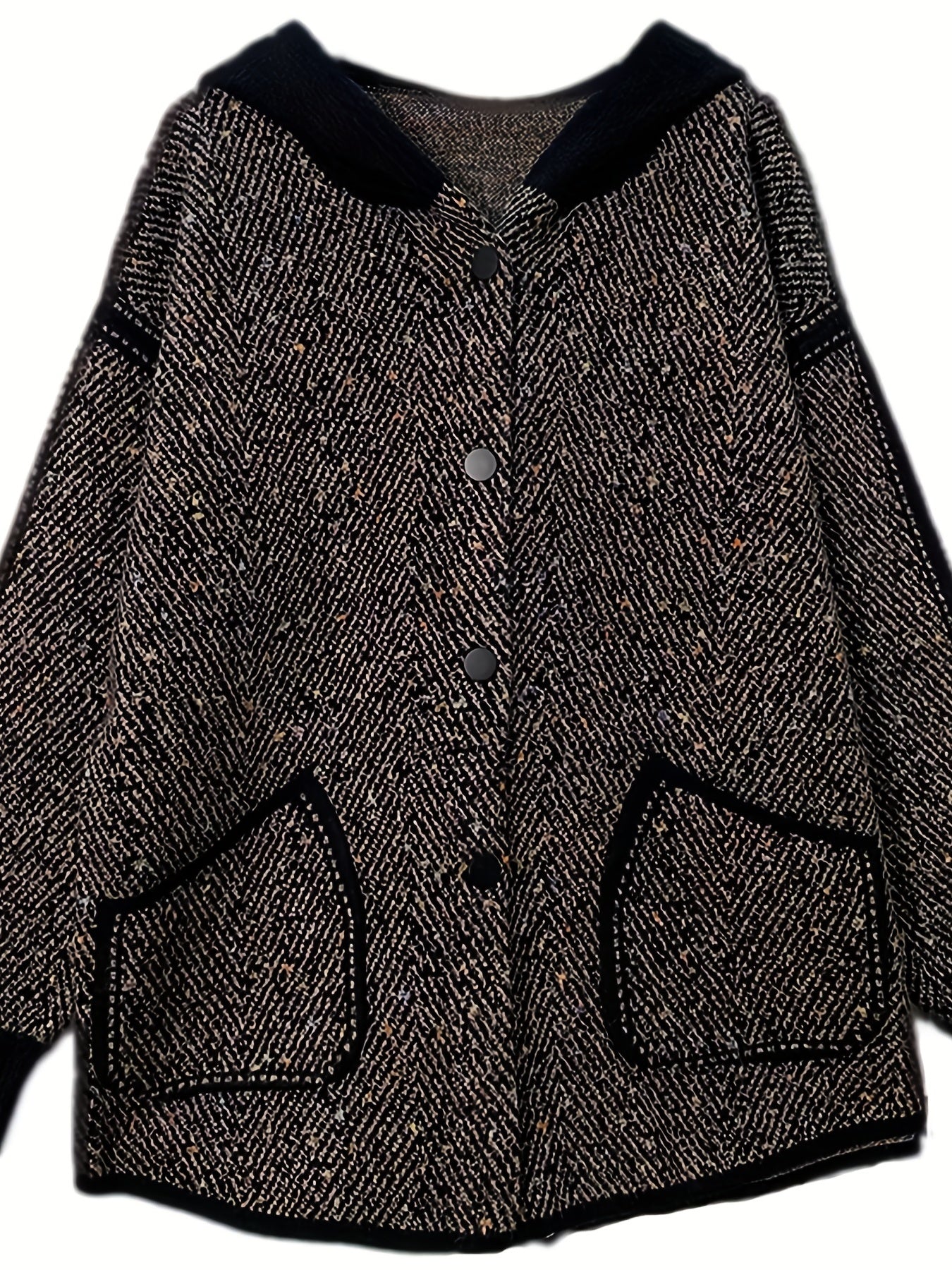 Linea Donna+ Classic - Giacca con cappuccio casual in poliestere, lunghezza regolare, taglio ampio