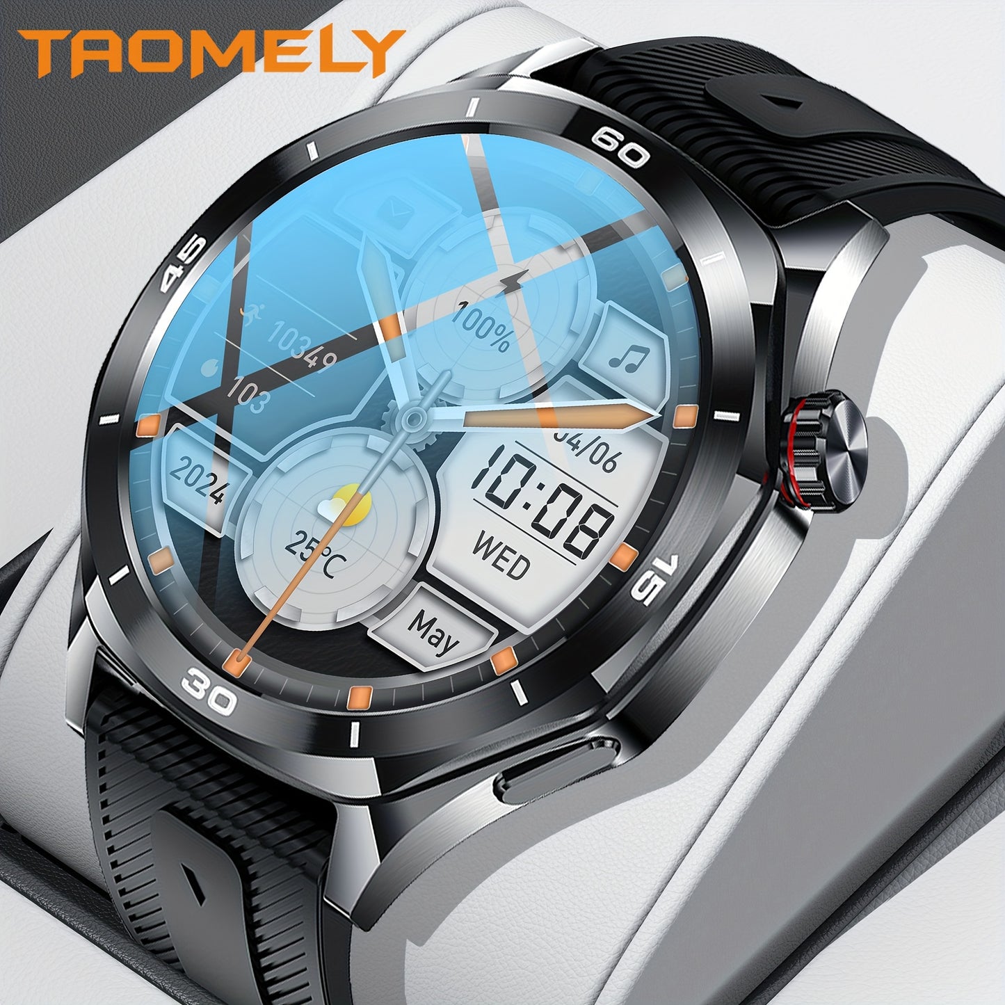 Orologio intelligente impermeabile per uomo - Orologio intelligente rotondo con schermo touch HD da 1.52 pollici - Bracciale intelligente con 123 modalità sportive - Monitoraggio del tracker sportivo - Chiamata e risposta wireless - per iPhone/Android
