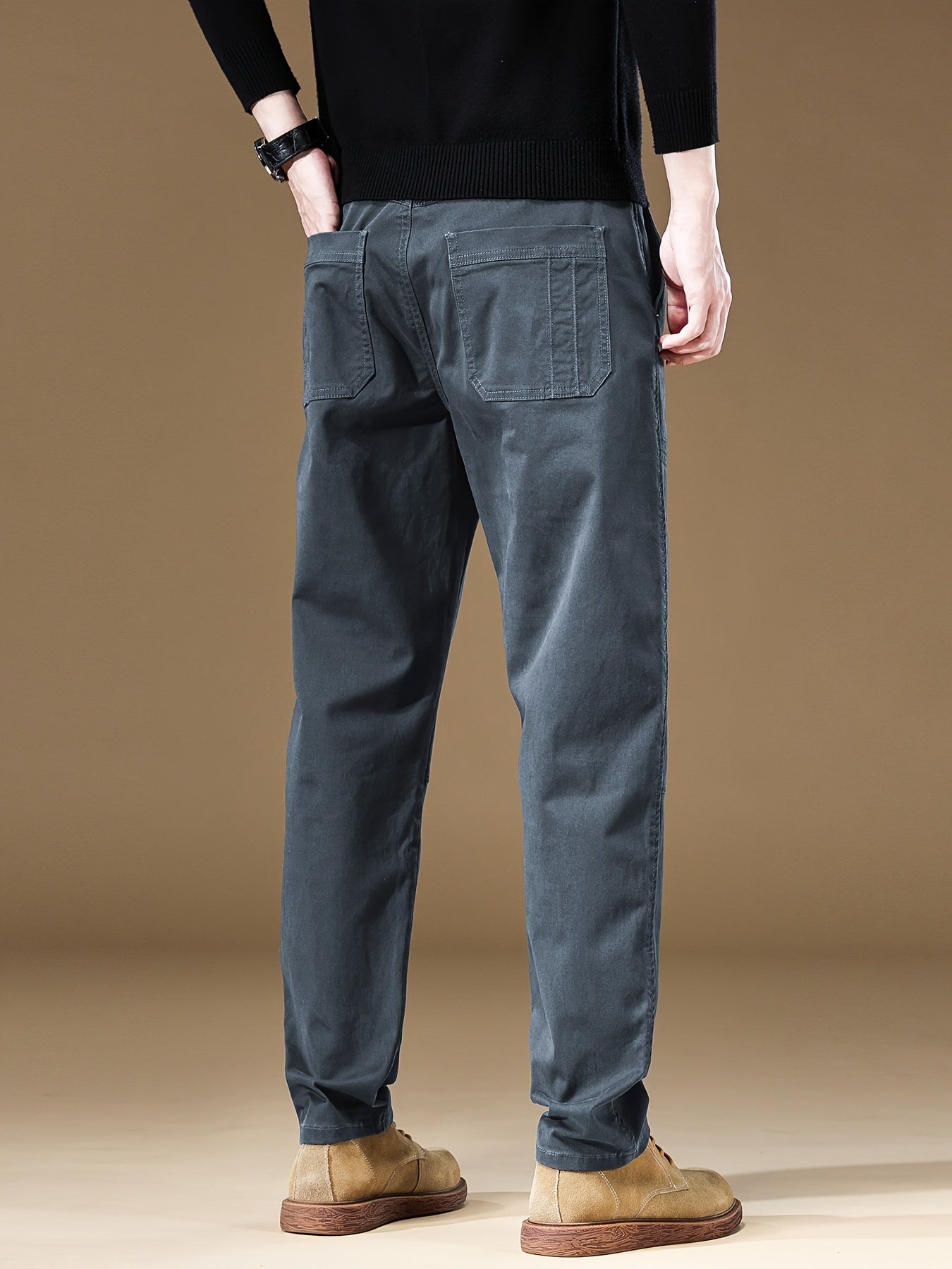 Pantaloni cargo casual da uomo - Vestibilità ampia, vita con coulisse, più tasche, beige, comfort per tutte le stagioni, perfetti per attività all'aperto, pantaloni da esterno | Pantaloni con vestibilità rilassata | Tasche funzionali