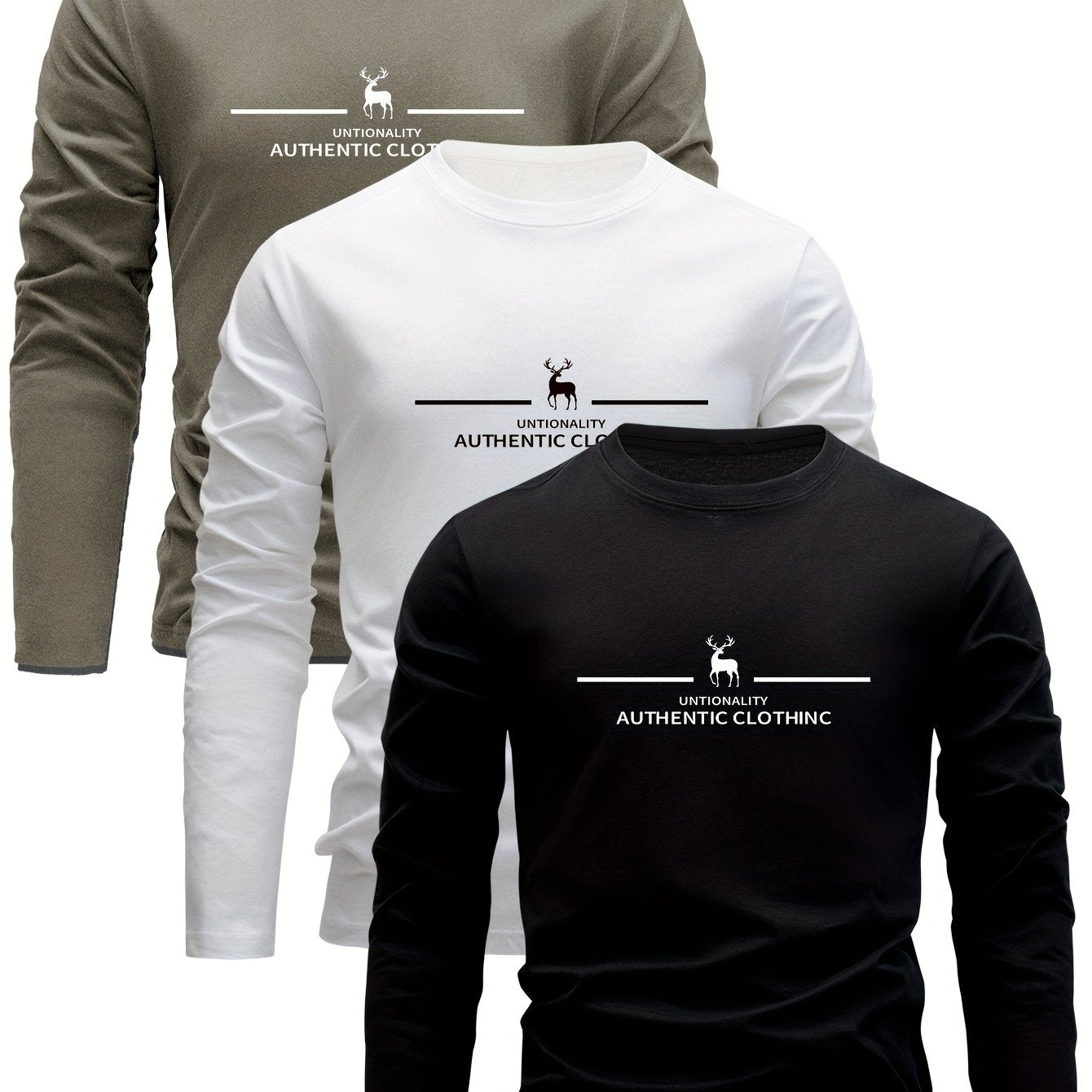 3 Pezzi Magliette 100% Cotone, Collo Tondo Design Casual con Leggera Elasticità Manica Lunga, Sportswear Puro in Jersey per Donna, 100% Personalizzabile Abbigliamento da Relax Outfit Quotidiano Semplice Classico Traspirante Morbido Modellato Multipack Pal