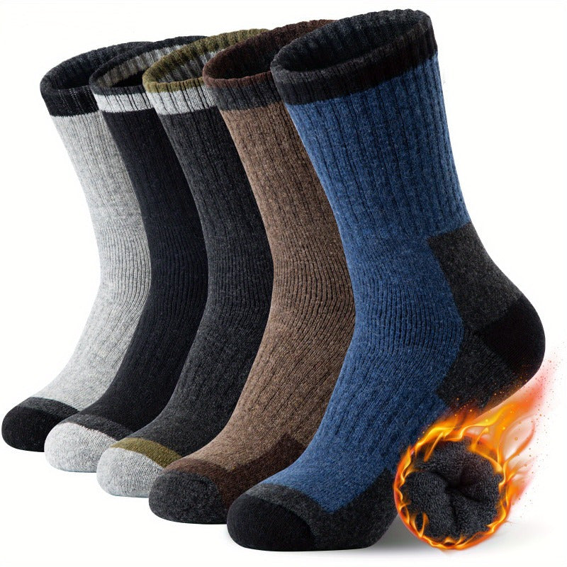5 Paia Calzini da Uomo in Velluto - Morbidi, Caldi, Traspiranti e Anti-Umidità, Tinta Unita, Perfetti per Attività Indoor & Outdoor, Ideali per Escursionismo, Campeggio e Abbigliamento Casual, Calze da Trekking | Calze Tinta Unita | Calze con Texture Morb