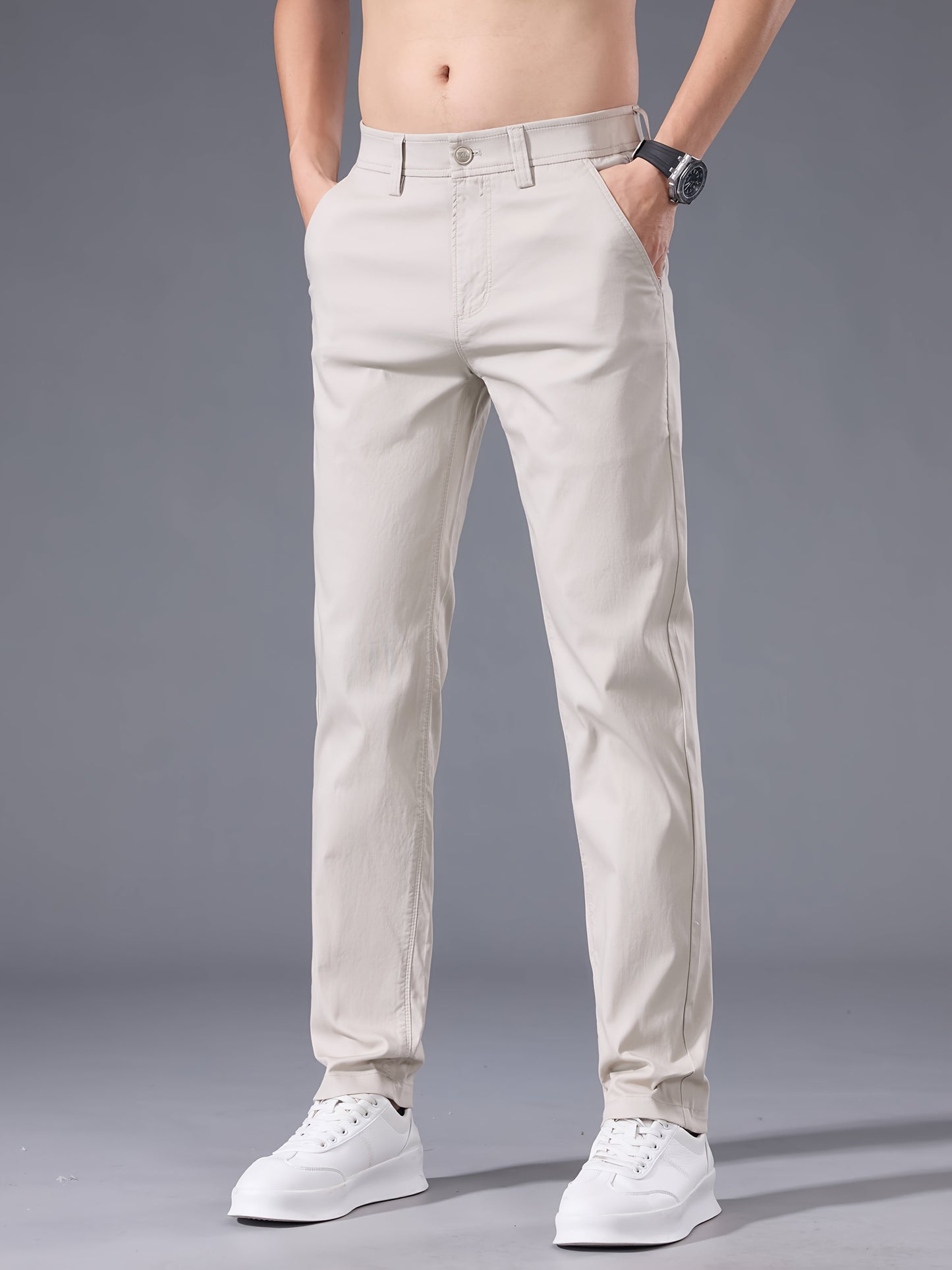 Pantaloni Casual Slim-Fit da Uomo - Traspiranti per Tutte le Stagioni Lavabili in Lavatrice con Vita Classica, Nero Unito per un Abbigliamento Casual Versatile, Aspetto di Alta Gamma | Vestibilità Comoda