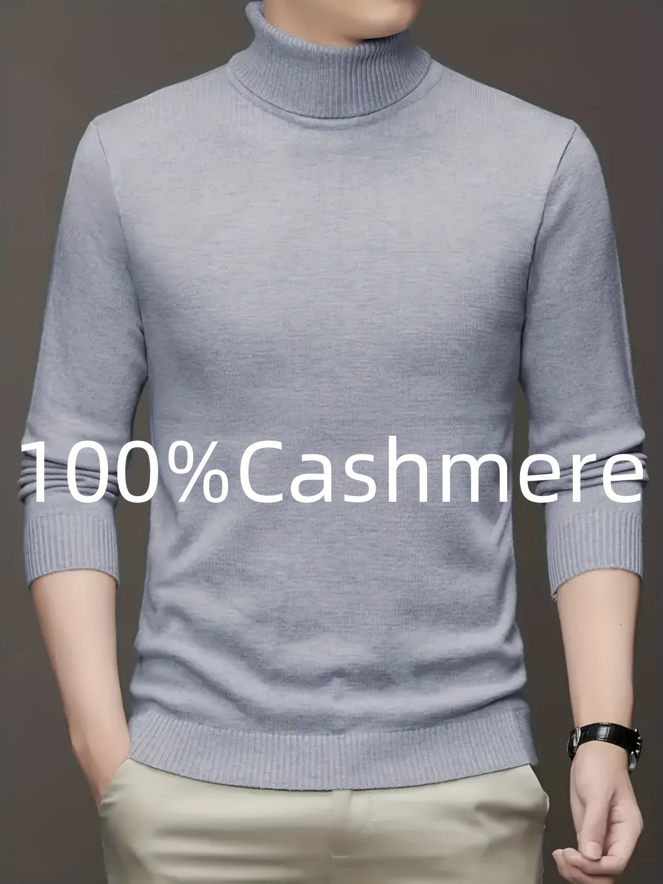 Maglione da Uomo 100% Lana - Morbido e Caldo, Collo Alto Elasticizzato, Lavabile in Lavatrice, Tinta Unita per Look Casual & Business, Maglione a Girocollo Comodo, Tessuto ad Alta Elasticità, Abbigliamento da Ufficio, Design Classico, Costruzione Durevole