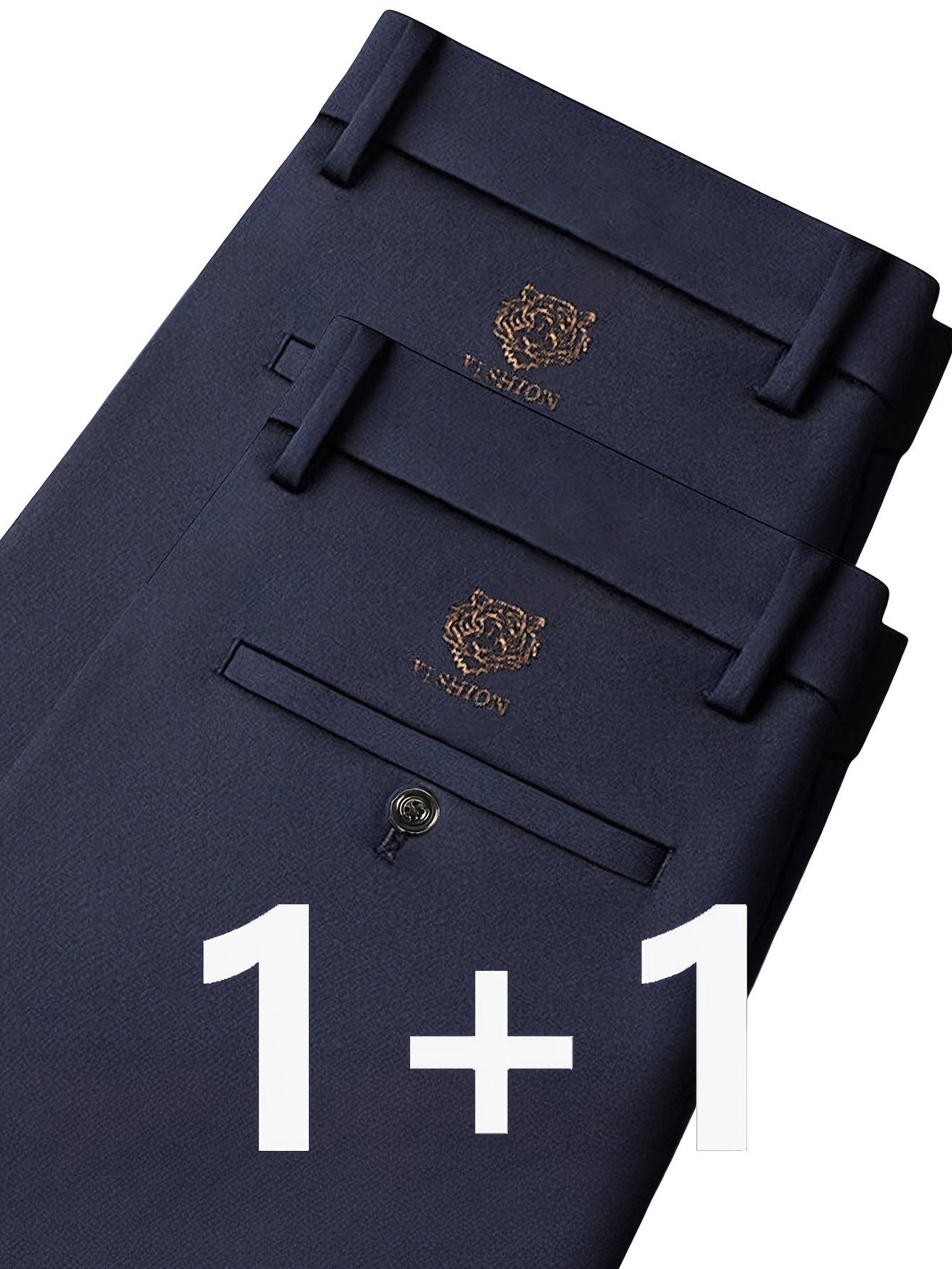 2 pezzi Pantaloni da business uomo resistenti alle rughe e senza calore per abbigliamento formale di mezza età e anziani.