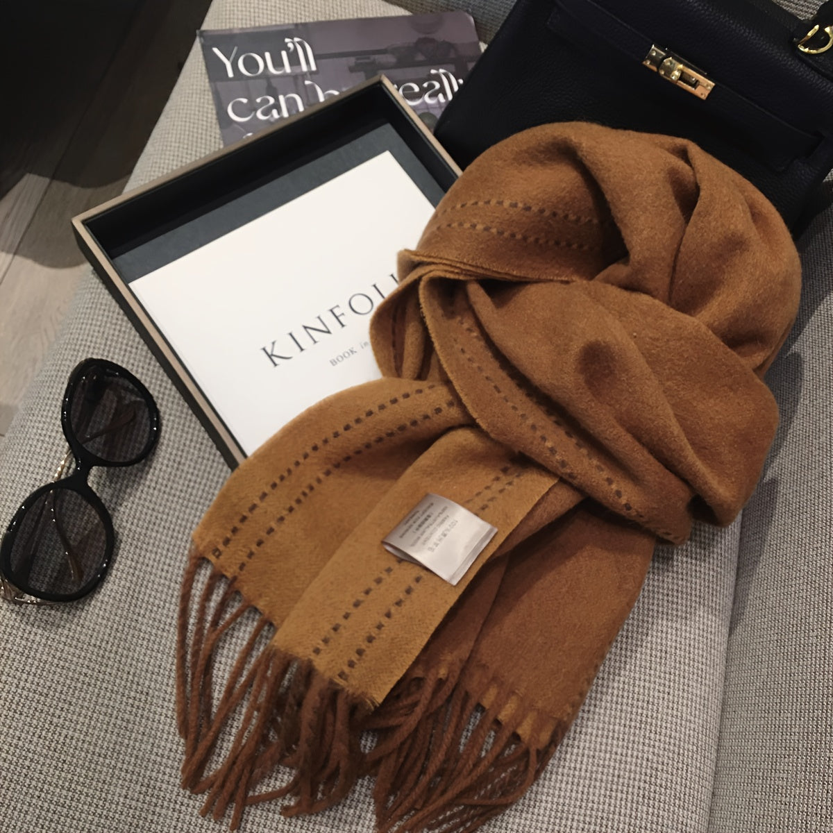Sciarpa in Lana da Donna - Morbida e Calda per l'Inverno, Elegante Grigio/Nero/Marrone/Beige/Blu Navy/Carbone, Versatile Sciarpina & Scialle adatta a Outfit Casual o Formali, Accessorio Confortevole Quotidiano ed Occasionale Speciale – Facile Manutenzione