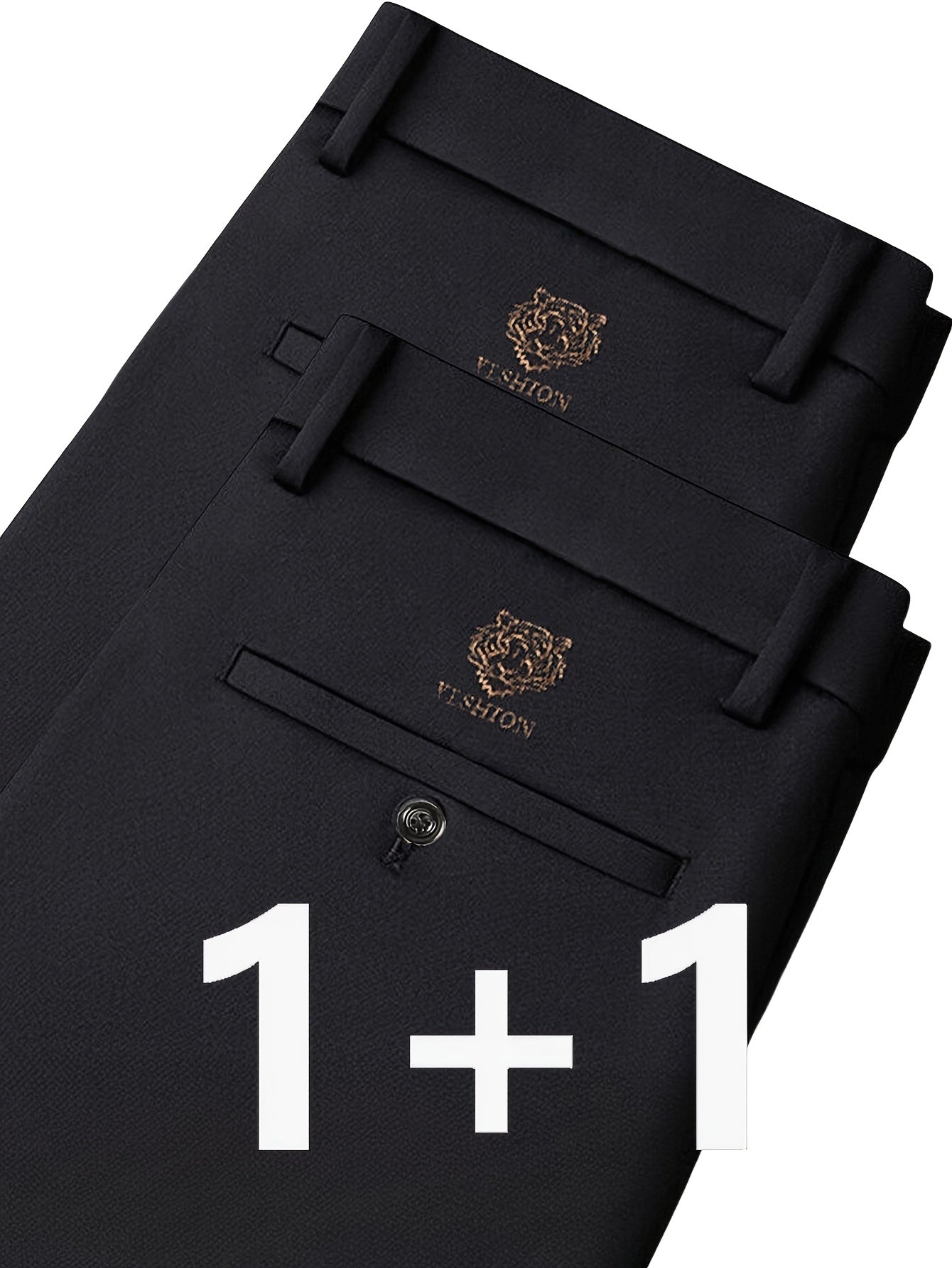 2 pezzi Pantaloni da business uomo resistenti alle rughe e senza calore per abbigliamento formale di mezza età e anziani.