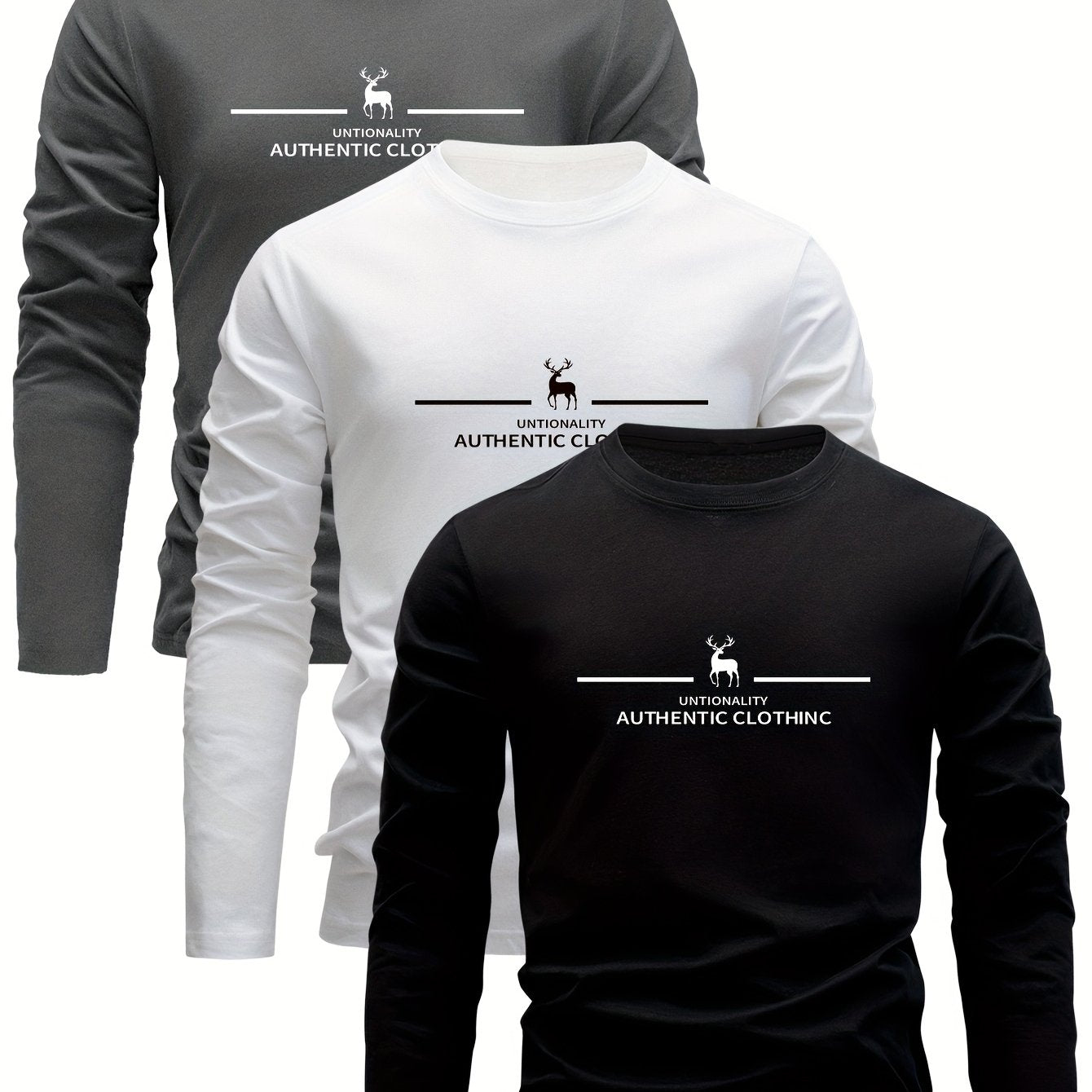 3 Pezzi Magliette 100% Cotone, Collo Tondo Design Casual con Leggera Elasticità Manica Lunga, Sportswear Puro in Jersey per Donna, 100% Personalizzabile Abbigliamento da Relax Outfit Quotidiano Semplice Classico Traspirante Morbido Modellato Multipack Pal
