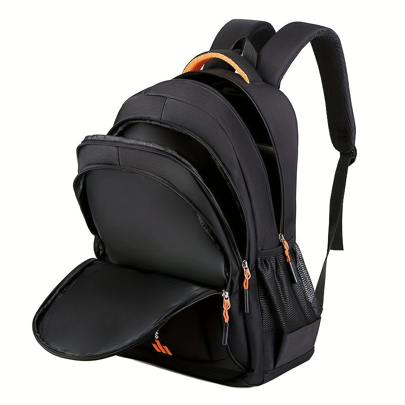 Zaino da Viaggio di Grande Capacità per Uomini - Nylon Resistente, Spallacci Regolabili, Borsa Multiscomparti per Affari e Scuola, Nero, Zaino da Viaggio