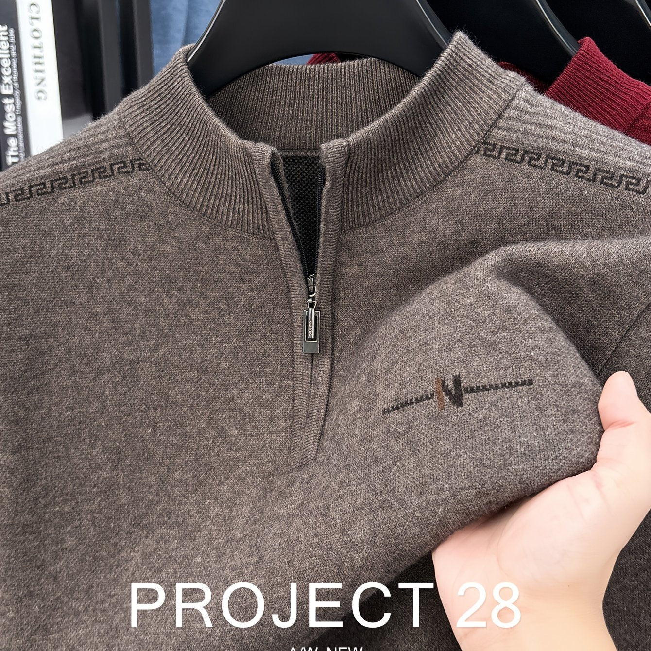 Maglione a metà zip da uomo - Pullover termoisolato con zip frontale, maglione in maglia morbida per ufficio, abbigliamento formale e casual - Maglione invernale in colori scuri (blu/nero/carbonio) - Top di strato traspirante per il tempo freddo, abbiglia