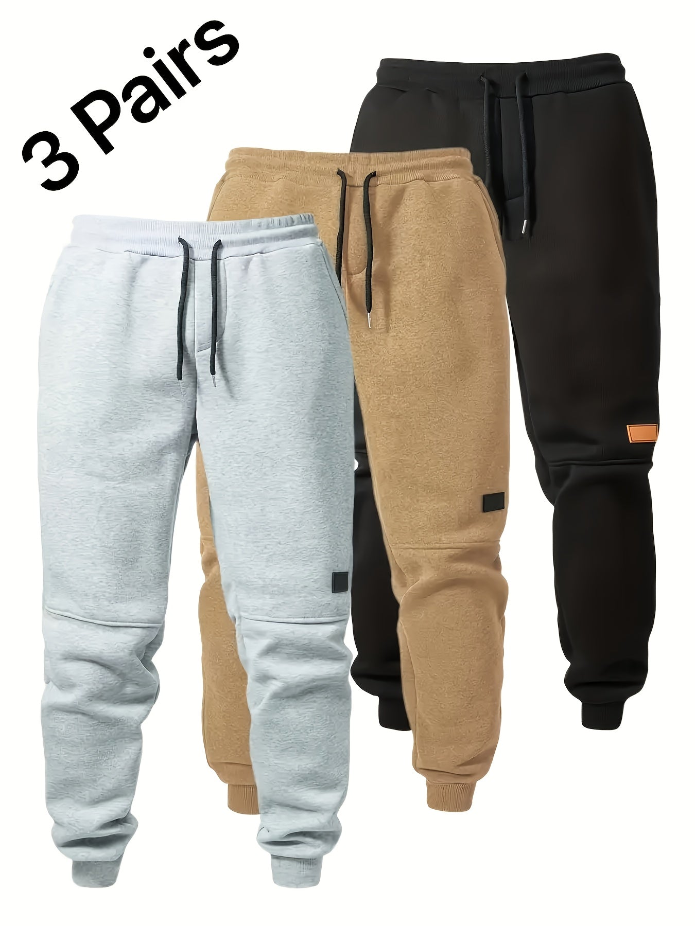 3pezzo Pantaloni da Jogging da Uomo con Elastico in Vita e Coulisse - Pantaloni da Jogging Casuali a Tinta Unita, Vestibilità Regolare, Lunghezza alla Caviglia, Comodi per Autunno/Inverno, Pantaloni da Jogging, Pantaloni da Jogging, Pantaloni da Jogging p