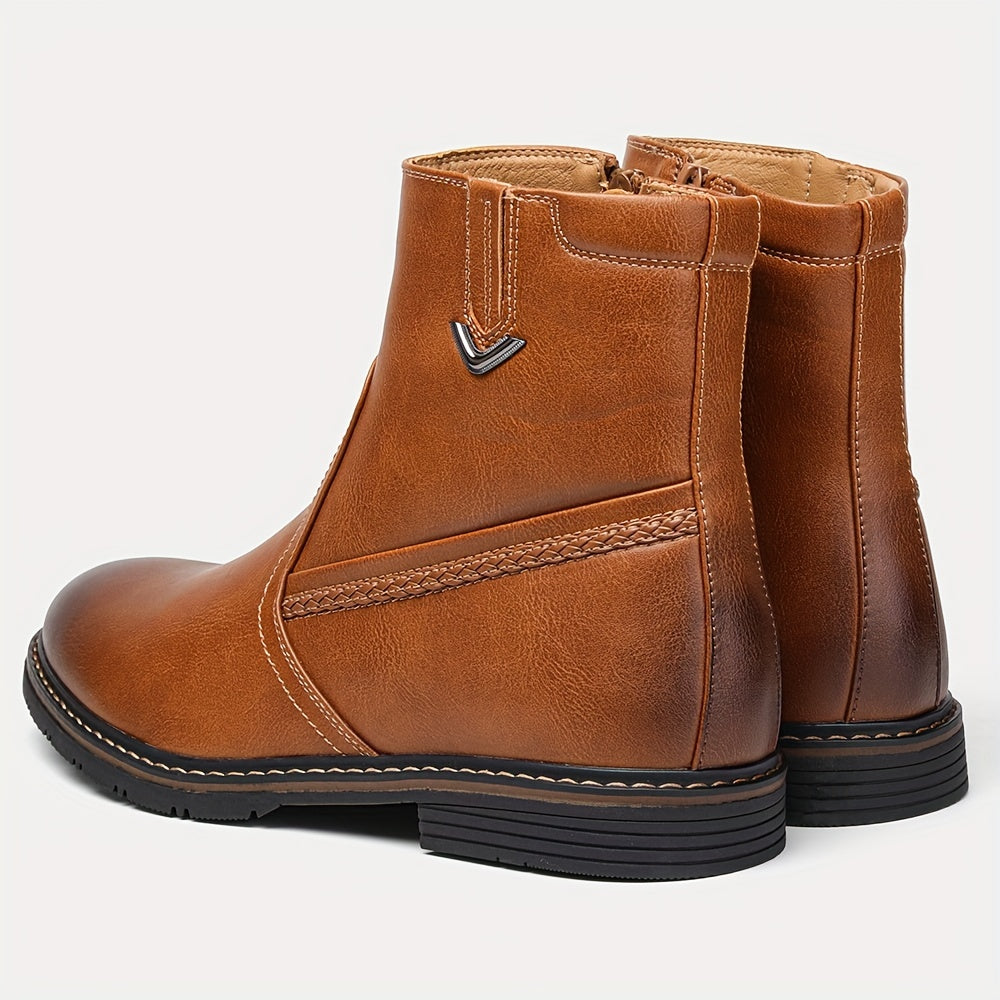 Stivali Termici Da Uomo Con Cerniere, Stivali Foderati In Pelliccia Sintetica, Scarpe Da Passeggio Casual, Stile Preppy