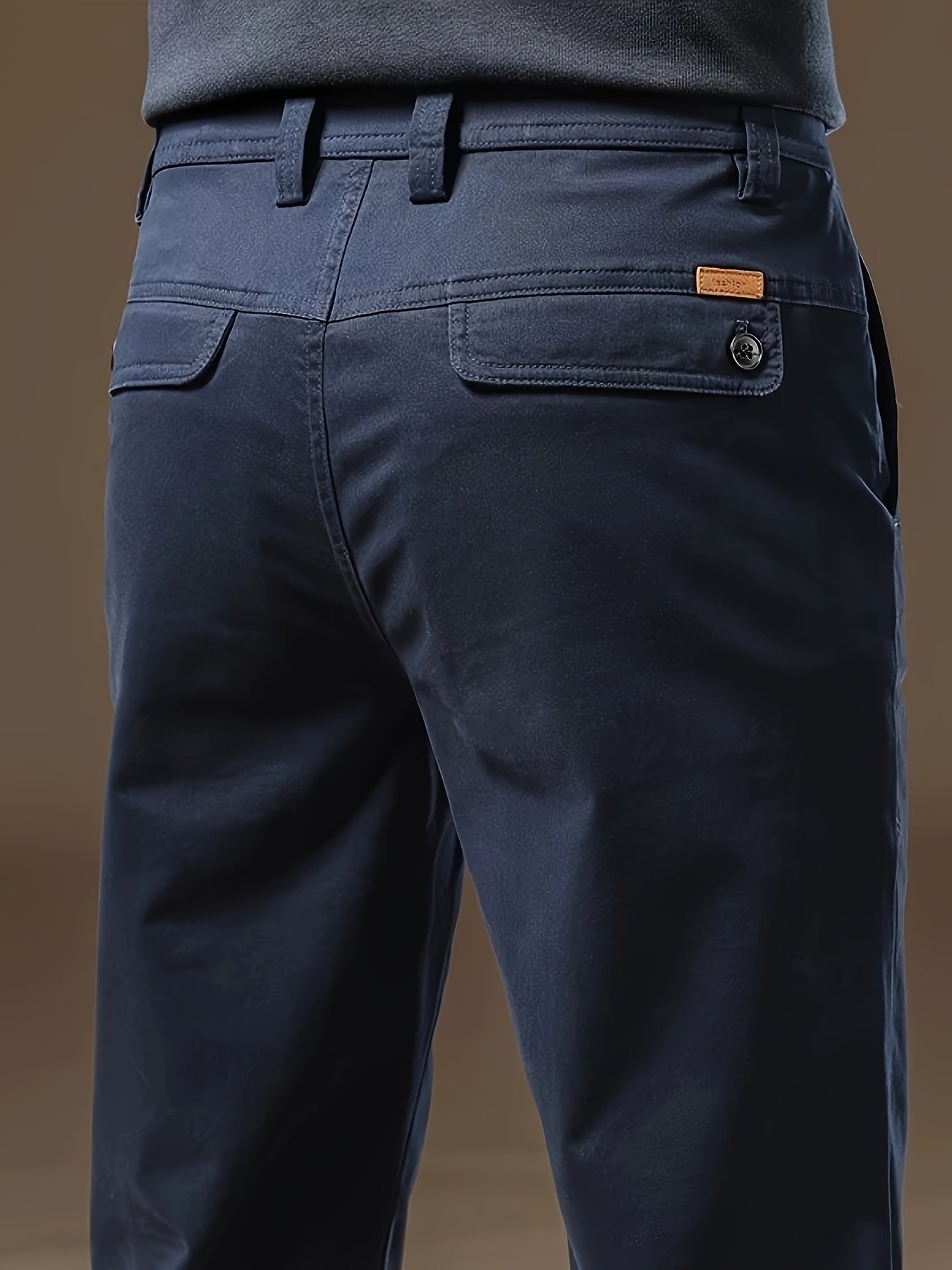 Pantaloni Eleganti da Uomo Bedford in Tessuto Elasticizzato Khaki per Look Business Casual e Viaggi, Primavera/Autunno