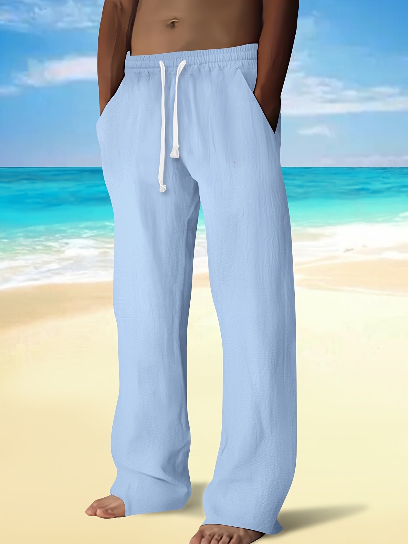 Uomo Pantaloni - Modelli a Gamba Dritta con Vita Regolabile, Senza Cintura per Look Casual e Semi-Formale - Leggeri e Traspiranti per Primavera/Autunno, Stile Rilassato, Costruzione Resistente