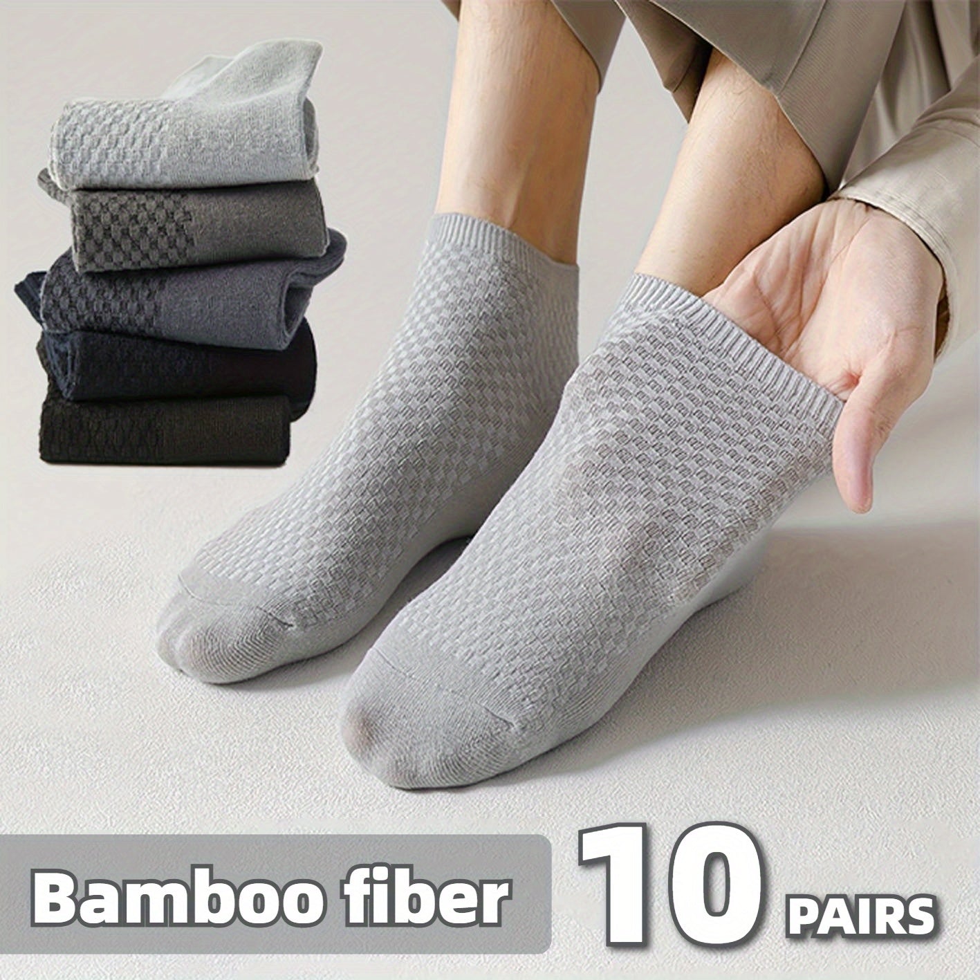 10 Paia, Calzini Uomo in Fibra di Bambù a Mezza Gamba - Traspiranti e Comodi per Business Casual e Ufficio, Calzini Traspiranti e Confortevoli, Indossare Quotidiano,Design Classico,Stile Minimalista,Tessuto Morbido,Uomini Professionali
