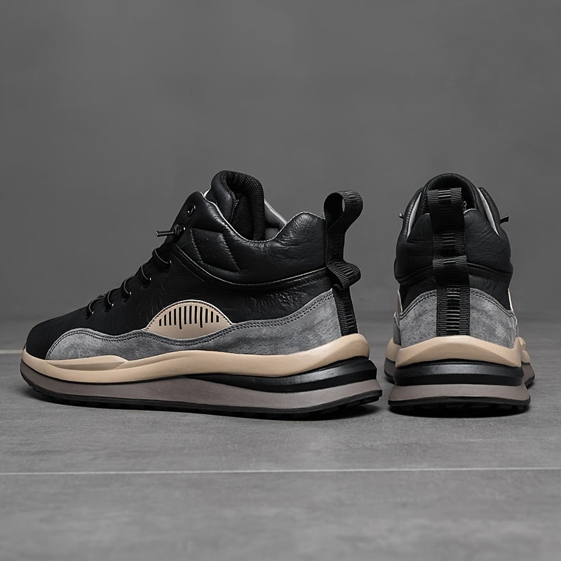 Scarpe Sneaker Casual Alte da Uomo - Design Elegante Nero & Grigio, Traspiranti, Suola in Gomma Morbida, Sneaker con Lacci per Abbigliamento Casual, Sneaker Versatili | Design Elegante delle Scarpe | Sneaker Sintetiche