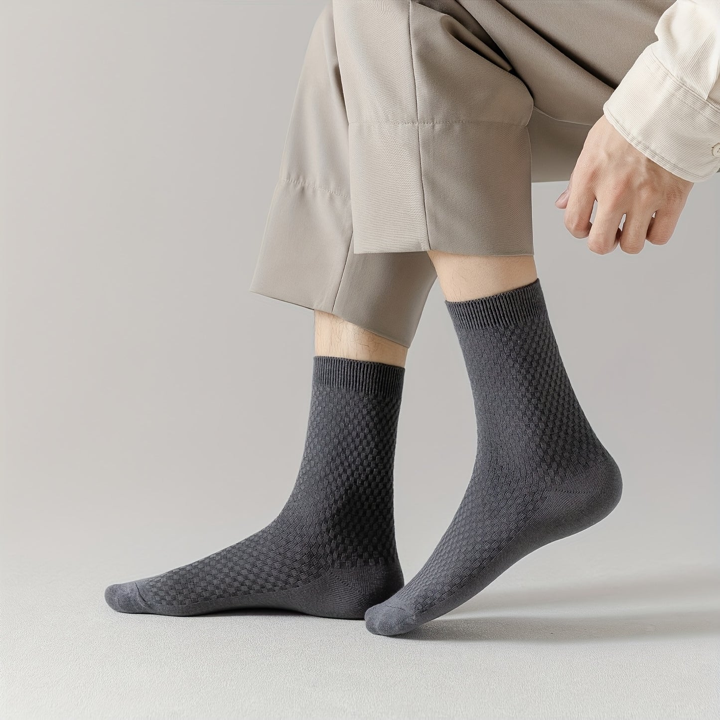 10 Paia, Calzini Uomo in Fibra di Bambù a Mezza Gamba - Traspiranti e Comodi per Business Casual e Ufficio, Calzini Traspiranti e Confortevoli, Indossare Quotidiano,Design Classico,Stile Minimalista,Tessuto Morbido,Uomini Professionali