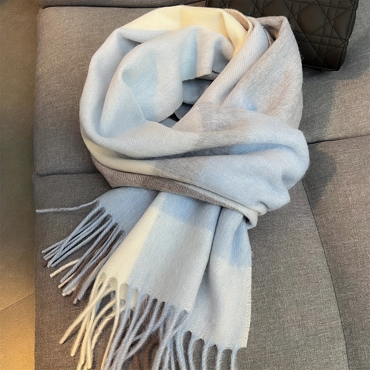 1pz Sciarpa Scialle in Lana 100% a Quadri per Donne e Uomini - Modello Tartan Beige/Marrone/Tan, Morbido e Caldo per l'Inverno, Collo a Quadri Beige e Marrone, Sciarpa Unisex Casual ed Elegante per Esterno, Ufficio, Regalo di Compleanno (Lavabile a Mano)
