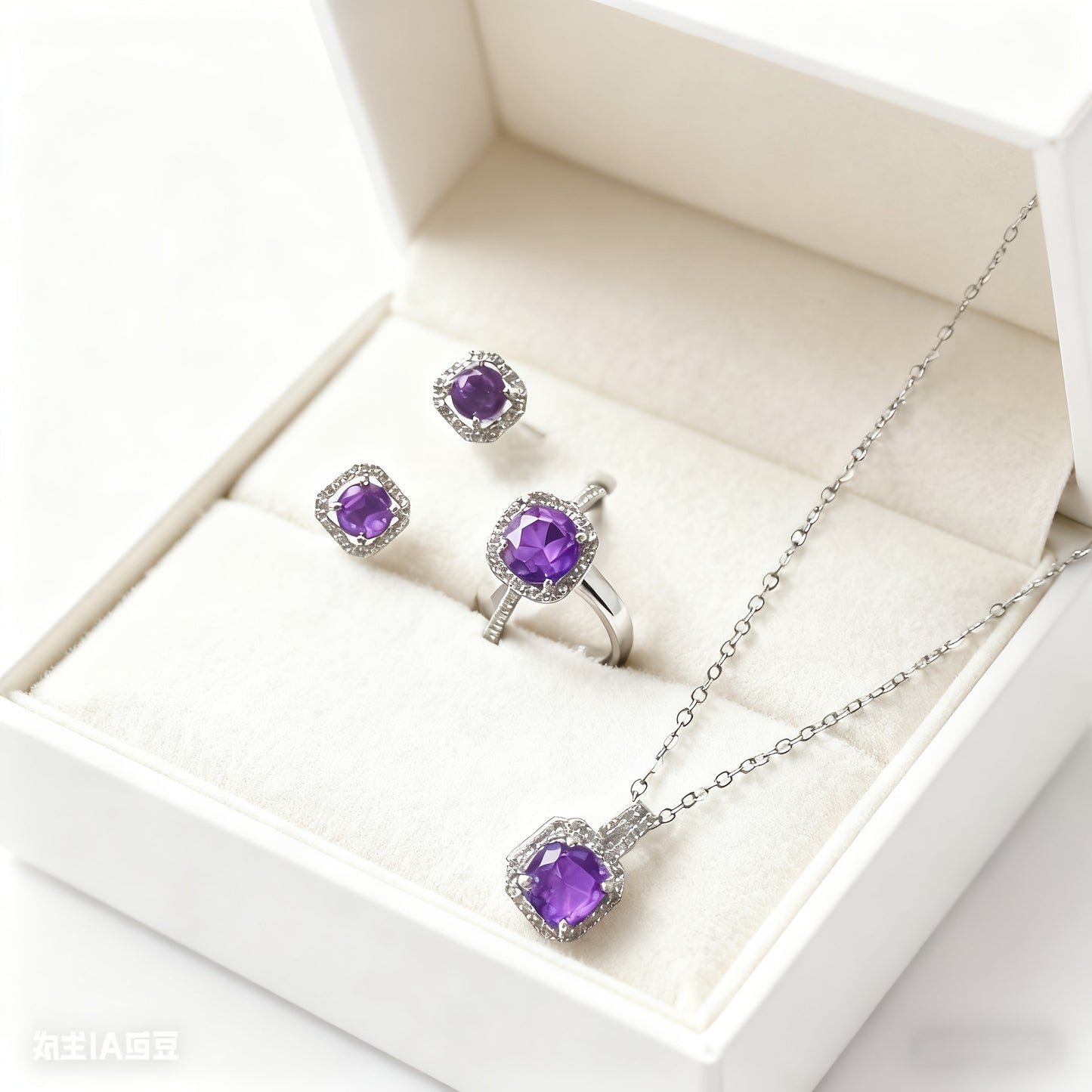 3pezzo Set di gioielli in argento placcato 925 con moissanite elegante per donne - Stile minimalista lussuoso con anello aperto, orecchini a clip, collana, perfetto per l'uso quotidiano e come regalo