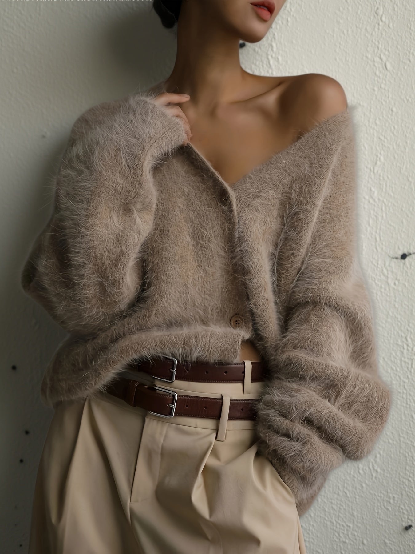 Women'S Light Gray V-Neck Cardigan - Soft Open Front Sweater with Long Sleeves, Elegant & Versatile for Casual, Date Night, Party or Business Wear, Versatile Cardigan | Vneck Sweater | Construction, Sweater Cardigan