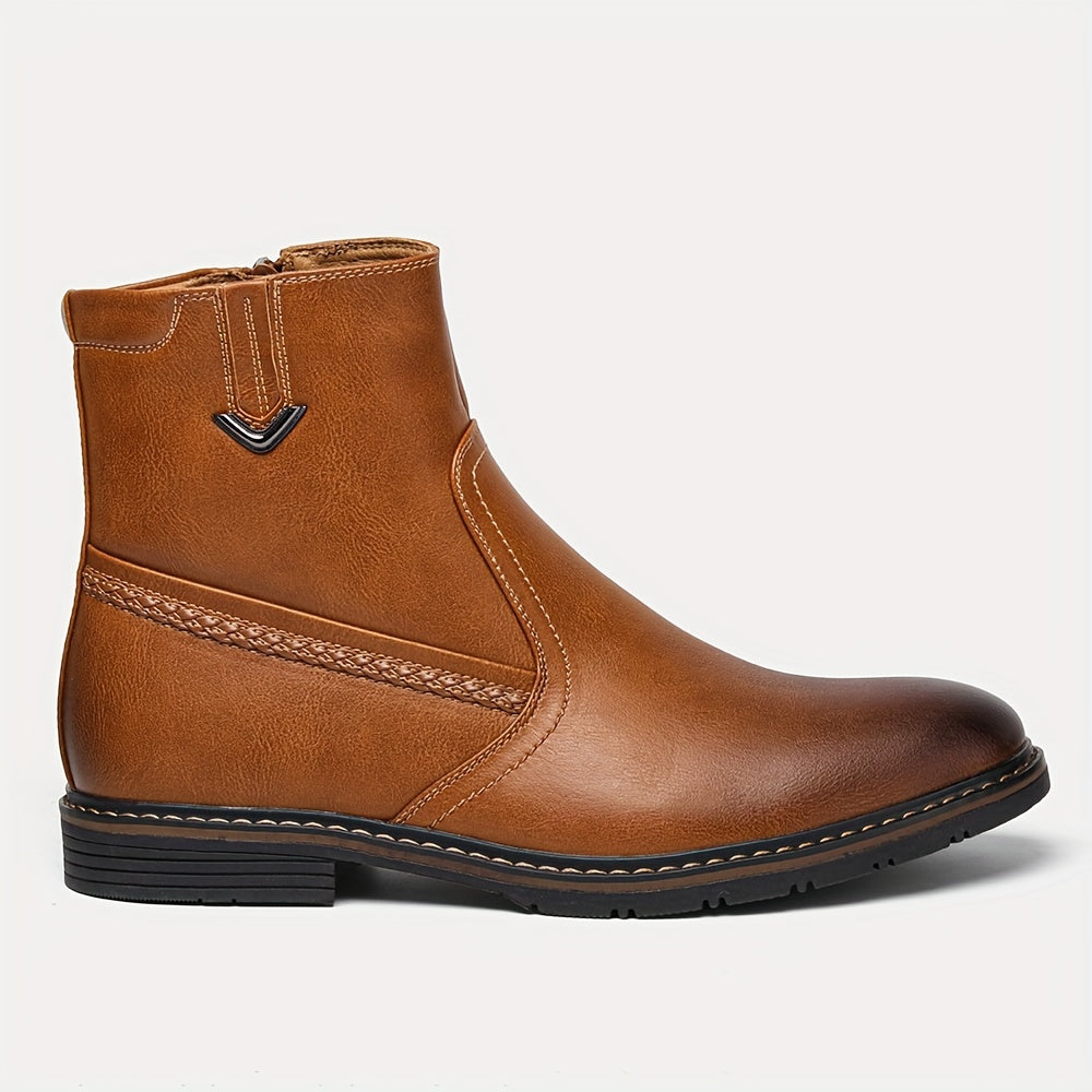 Stivali Termici Da Uomo Con Cerniere, Stivali Foderati In Pelliccia Sintetica, Scarpe Da Passeggio Casual, Stile Preppy
