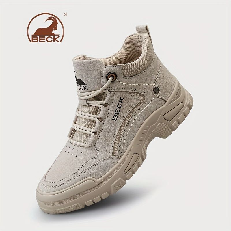 Stivaletti Beck Donna in Vera Pelle - Stivaletti con Punta Tonda e Suola Spessa, Chiusura con Lacci, Pelle di Maiale Beige e Suola in Gomma, Casual per Tutte le Stagioni (Lavabile a Mano) per Abbigliamento Casual e Outdoor (Senza Imbottitura Eccessiva)