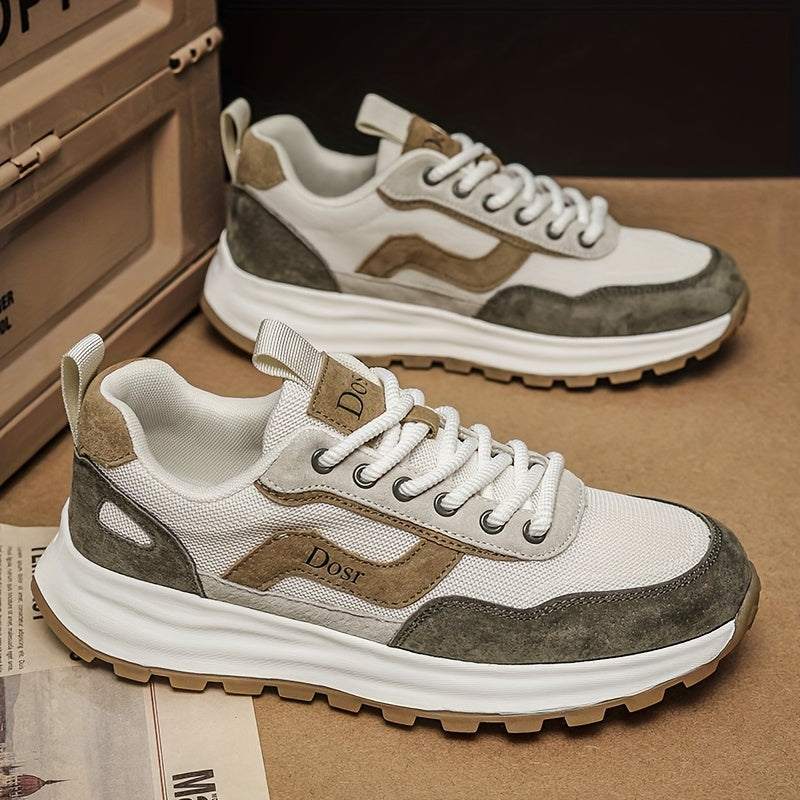 Sneakers da uomo in rete traspirante - Leggeri, resistenti agli odori, casual e da corsa con suola in gomma morbida, design bianco e marrone per abbigliamento casual, attività all'aperto e uso quotidiano, scarpe da ginnastica, calzature da esterno, scarpe