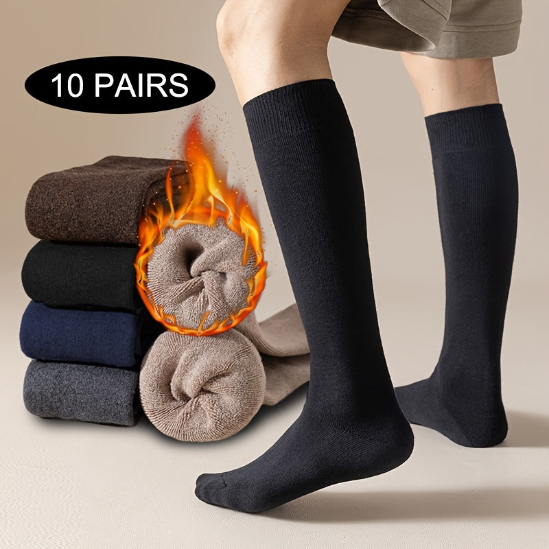 10 Paia di Calzini Lunghi da Uomo Autunno e Inverno Anti-Odore Calzini Caviglia Spessi in Velluto Caldo Calzini Lunghi Alta Caviglia Regalo per Anziani o Amici Calzini Invernali