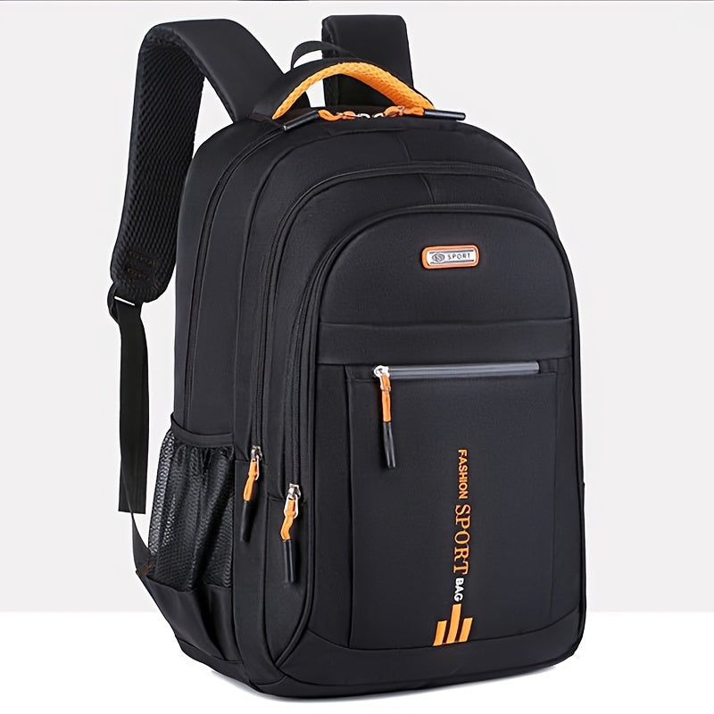 Zaino da Viaggio di Grande Capacità per Uomini - Nylon Resistente, Spallacci Regolabili, Borsa Multiscomparti per Affari e Scuola, Nero, Zaino da Viaggio