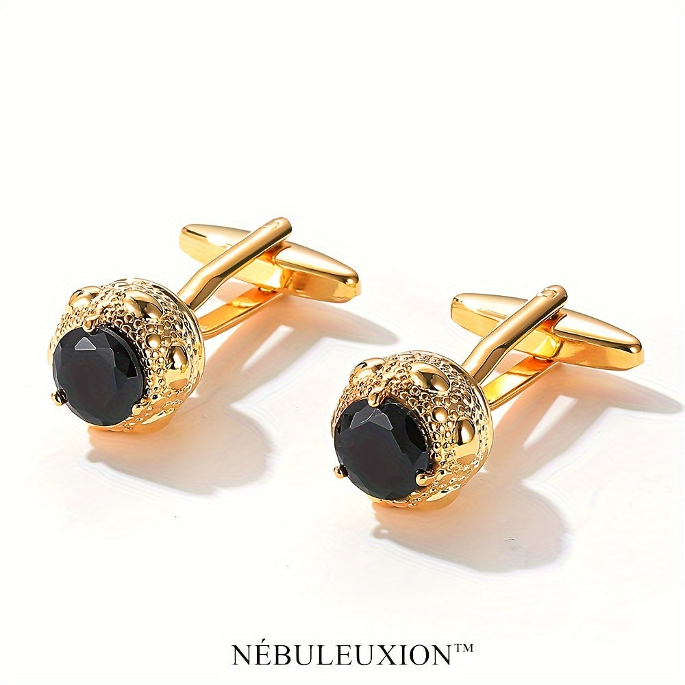 2pz Miglior Regalo e Set di Gemelli di Lusso Leggero Premium con Zirconia Nera | Gemelli da Camicia Francese | Gemelli per Matrimonio/Banchetto/Cerimonia/Affari