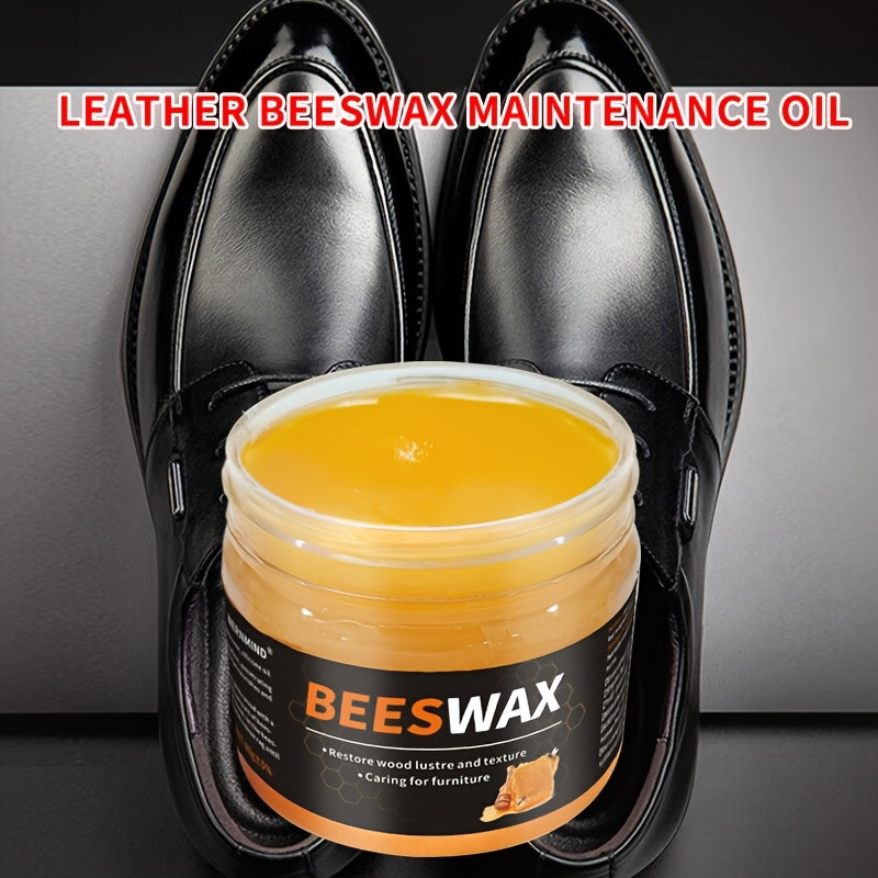 Set di cura per lucidatura scarpe con 1 spugna per lucidare, olio di cera d'api per finte pelle, colore universale per scarpe, borse, giacche, divani e altri prodotti in finta pelle Lucidatura rapida e nutrimento profondo
