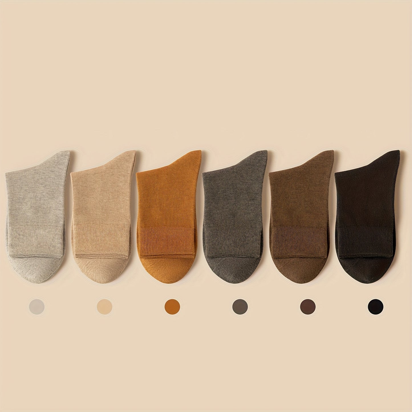 6 Paia di Calzini da Uomo in Cotone a Mezza Gamba, Colore Solido Casual Versatile Nero Lungo Inverno Autunno, 1