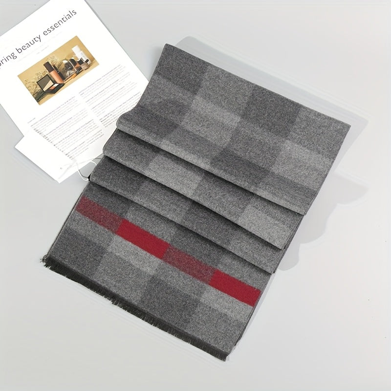 Sciarpa invernale spessa e calda a quadri da uomo e da donna - Elegante marrone/rosso, scaldacollo morbido e confortevole per attività all'aperto, accessorio invernale | Elegante scaldacollo | Texture morbida