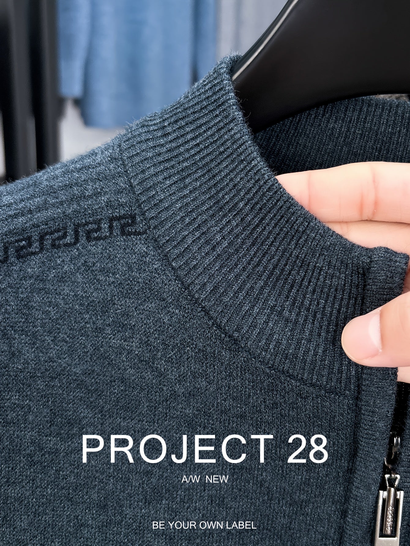 Maglione a metà zip da uomo - Pullover termoisolato con zip frontale, maglione in maglia morbida per ufficio, abbigliamento formale e casual - Maglione invernale in colori scuri (blu/nero/carbonio) - Top di strato traspirante per il tempo freddo, abbiglia